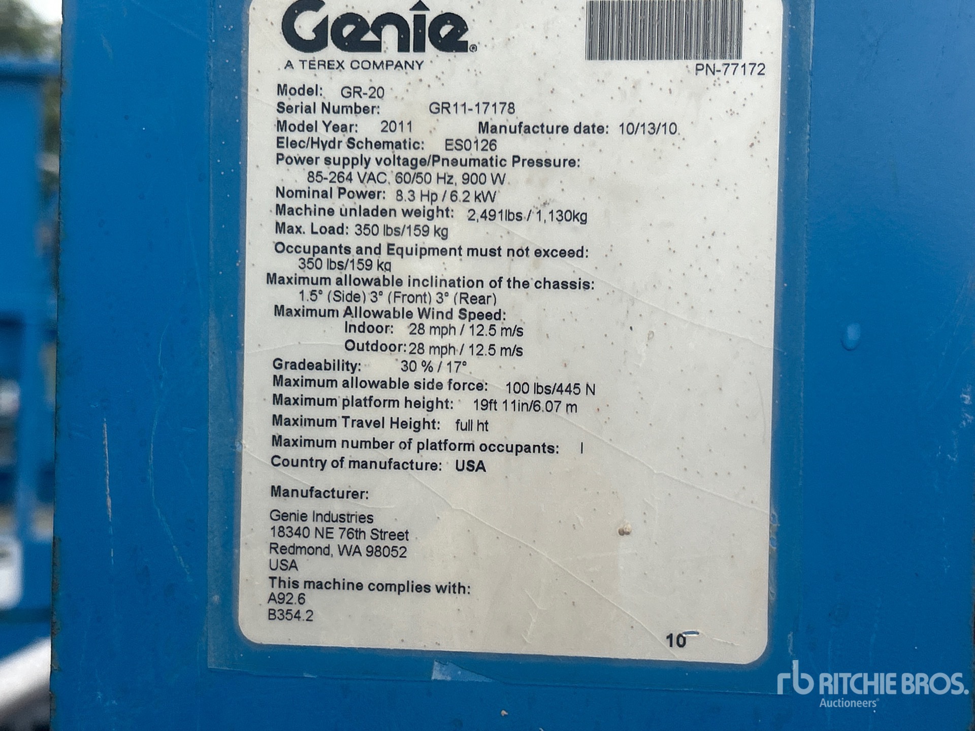 General Appearance with Serial Number / VIN