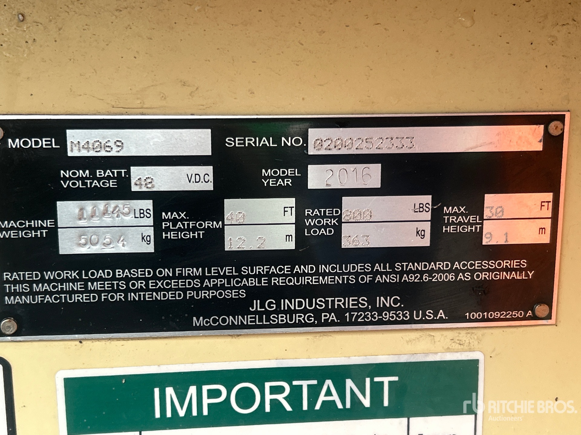 General Appearance with Serial Number / VIN