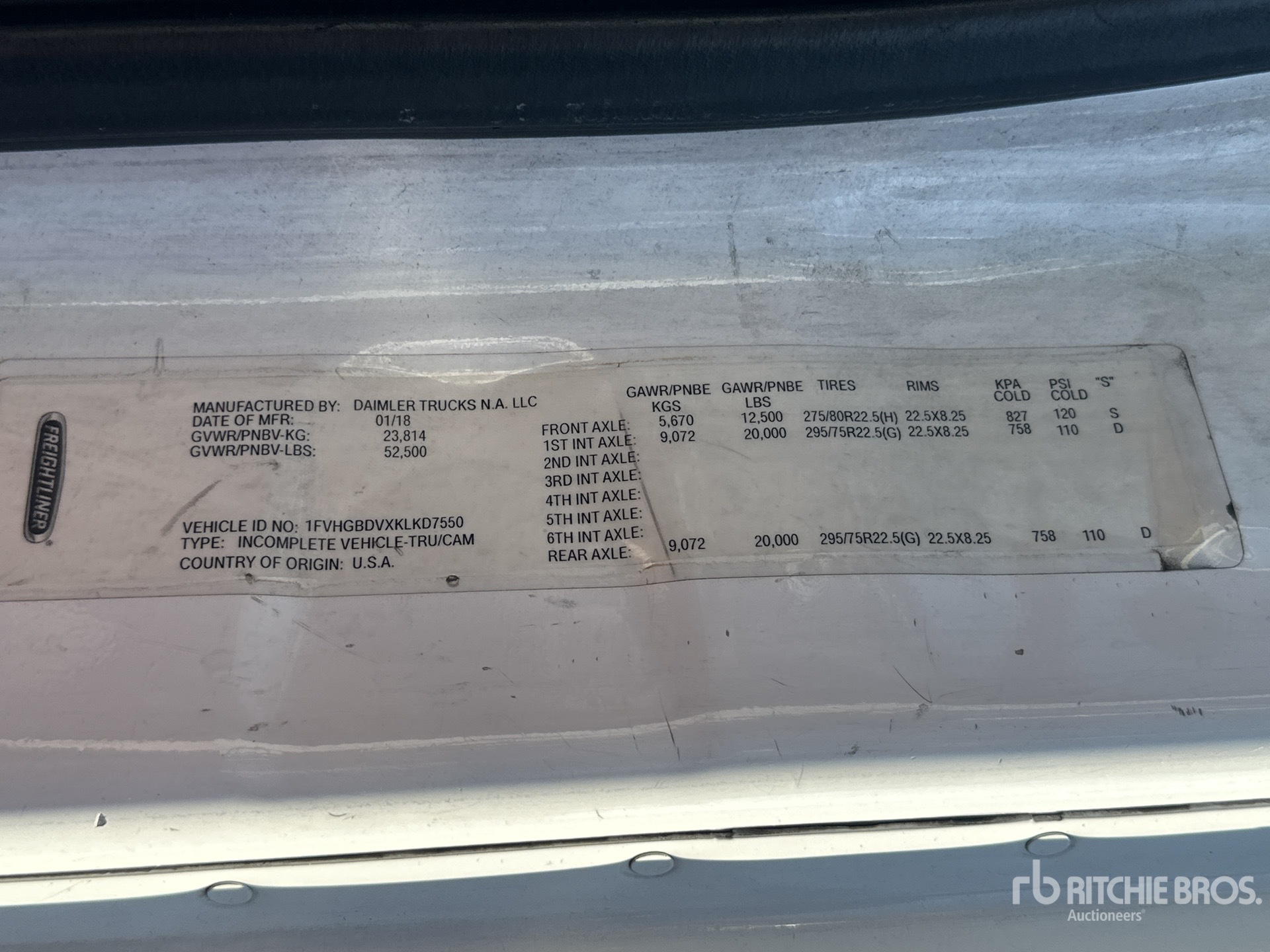 General Appearance with Serial Number / VIN