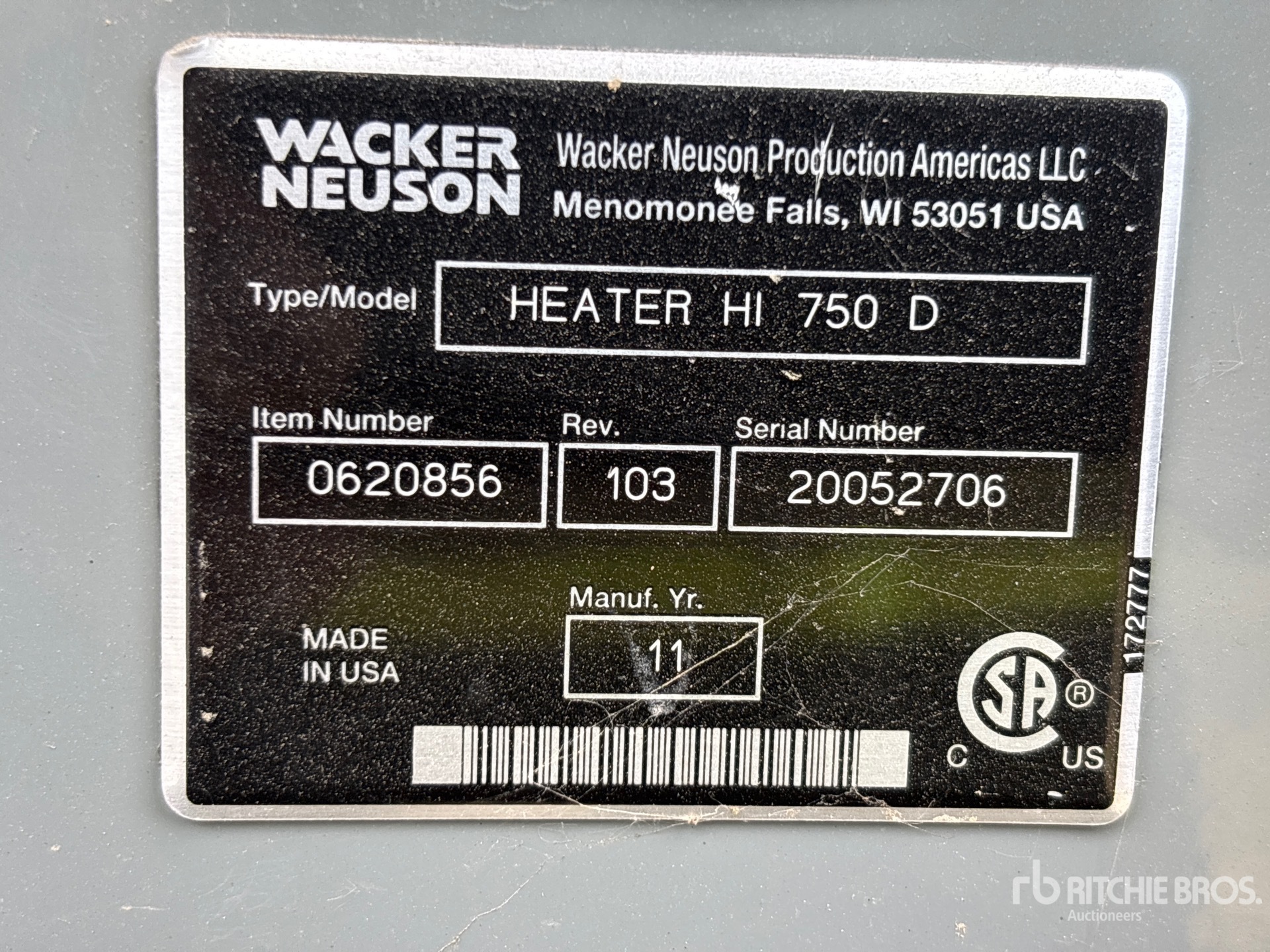 General Appearance with Serial Number / VIN