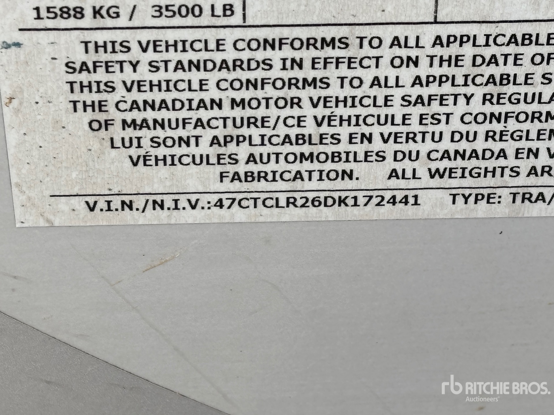 General Appearance with Numéro de série/Numéro d'identification du véhicule automobile