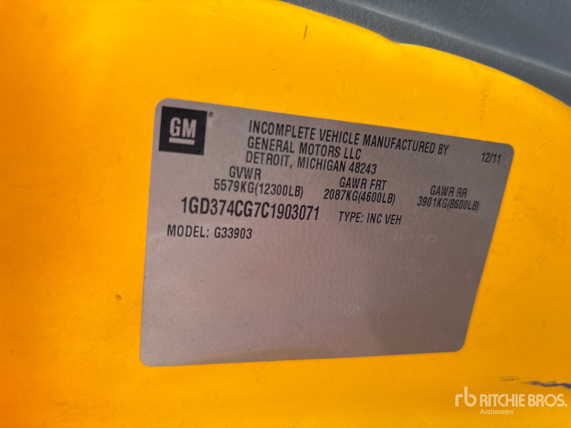 General Appearance with Serial Number / VIN