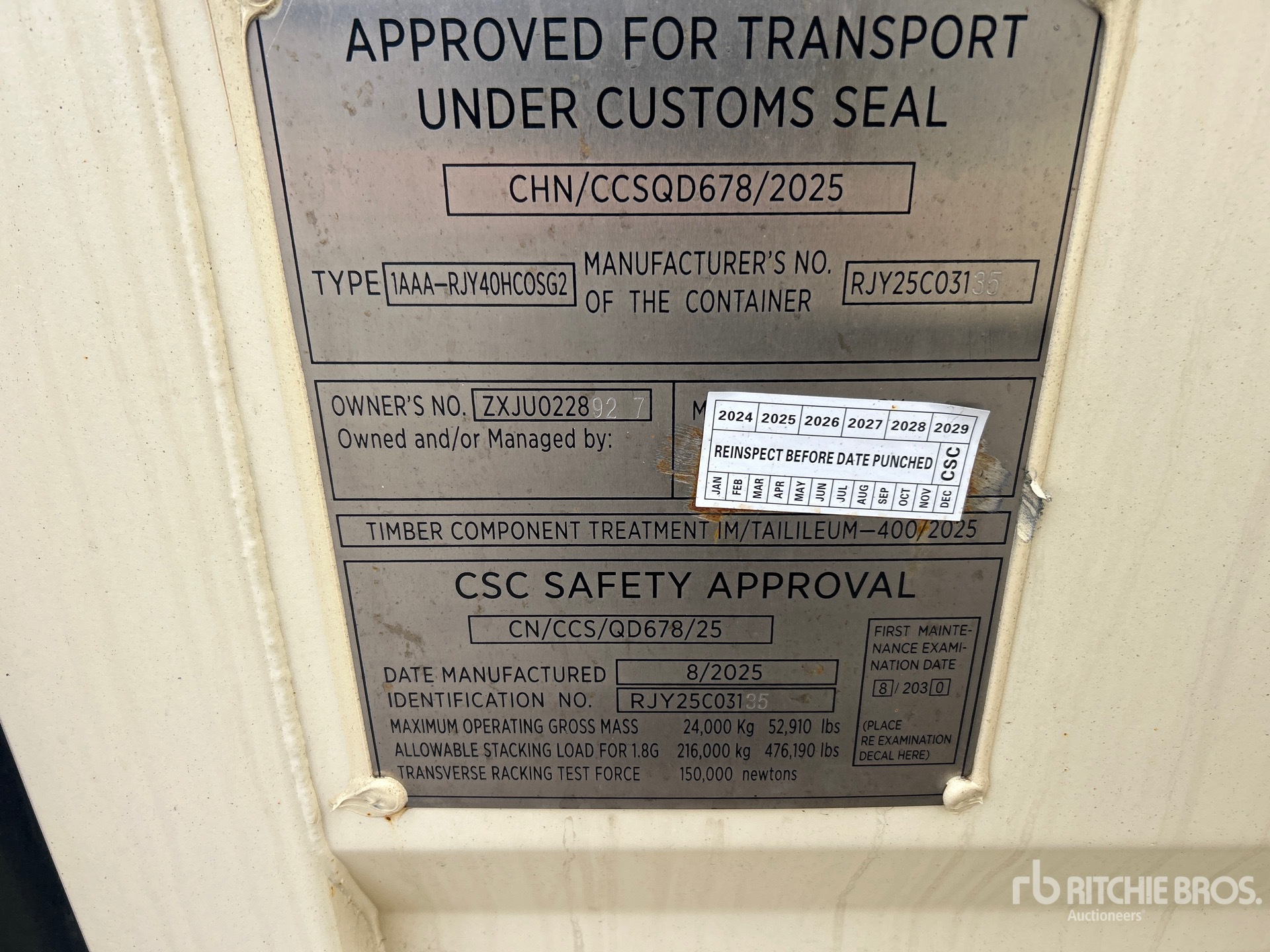 General Appearance with Serial Number / VIN