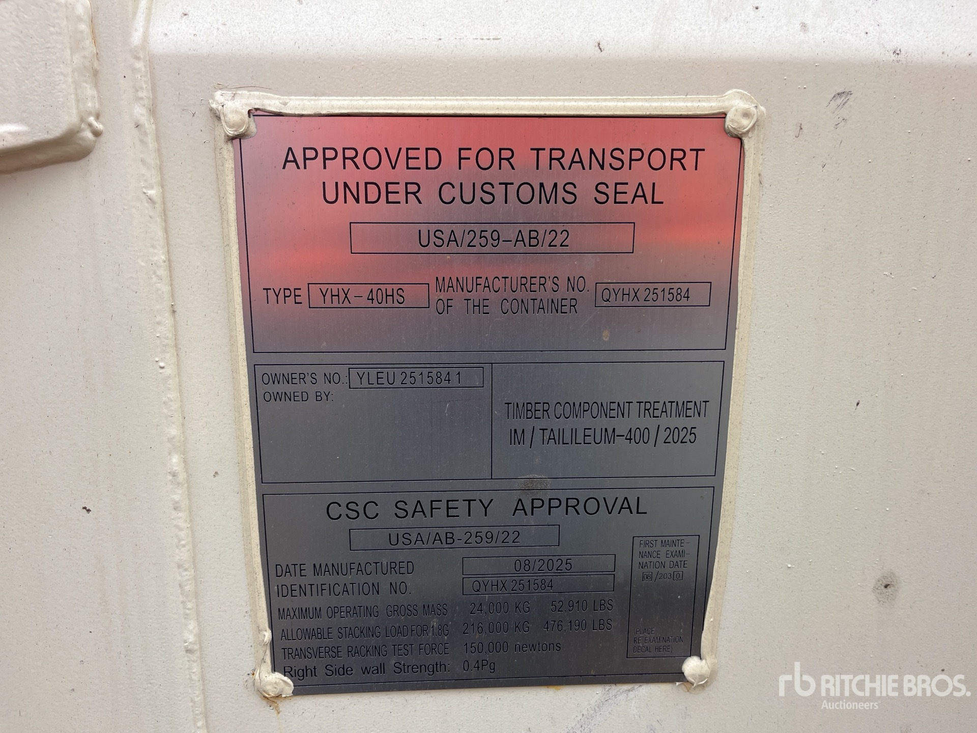 General Appearance with Serial Number / VIN