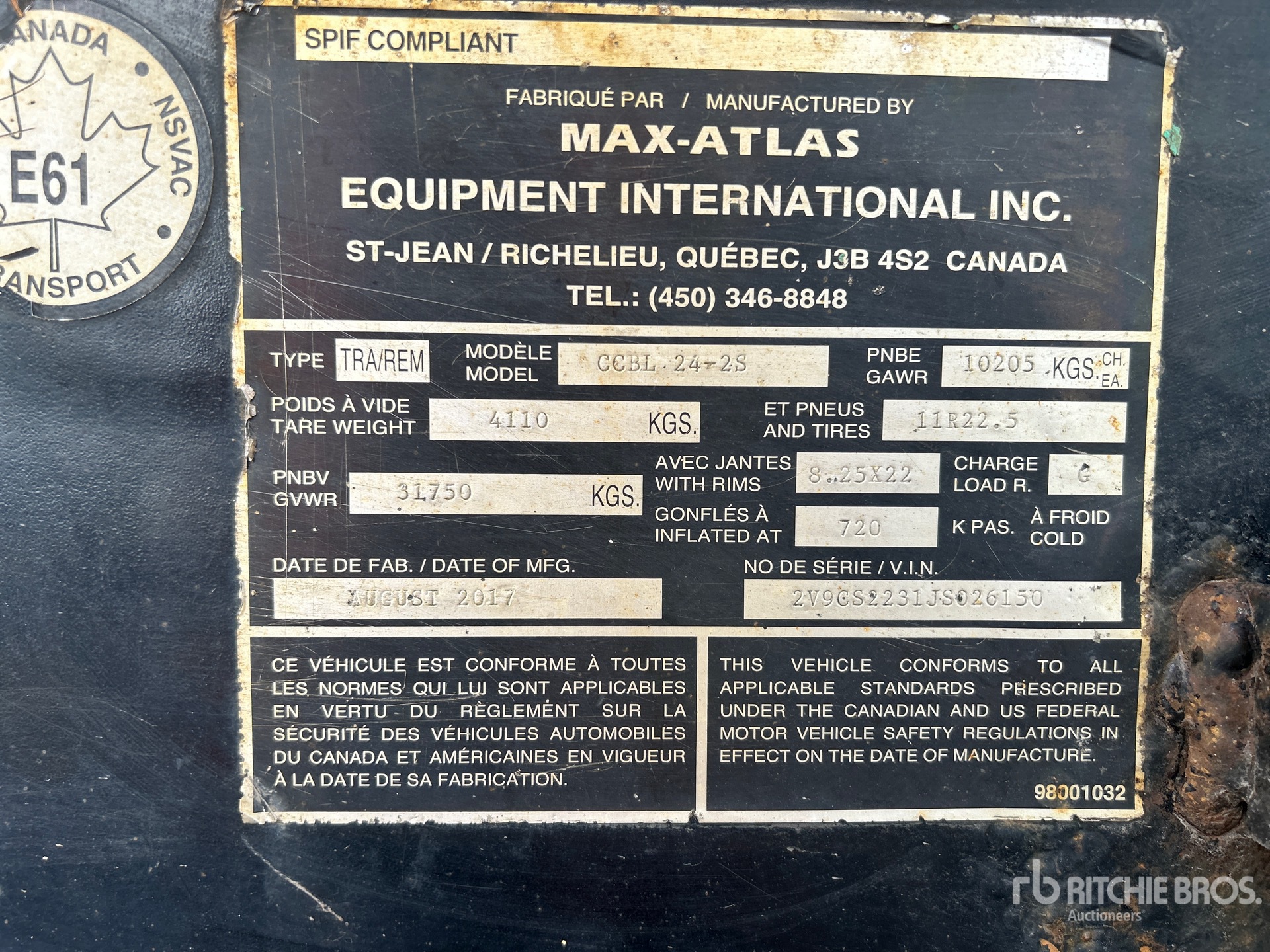 General Appearance with Serial Number / VIN