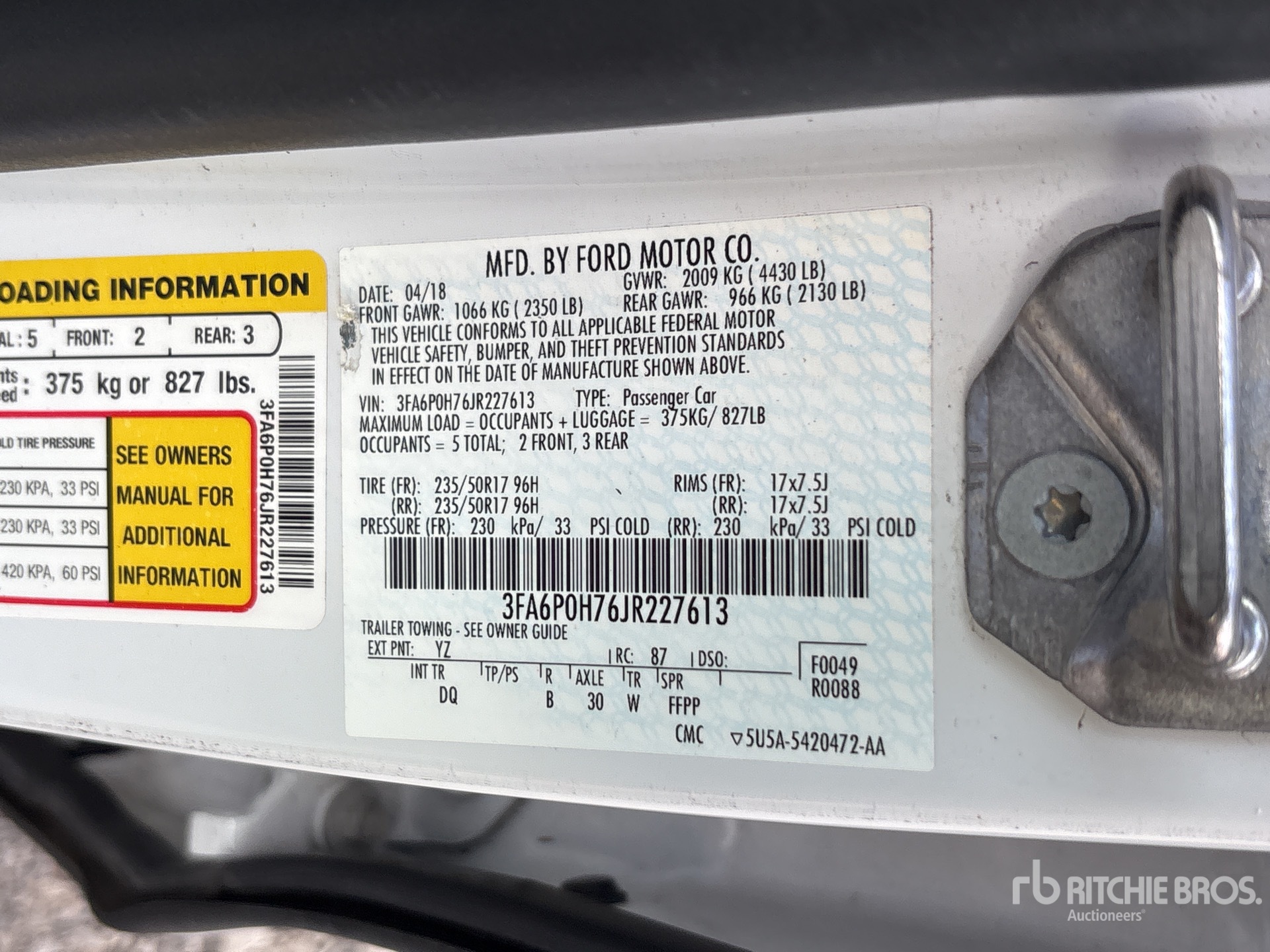 General Appearance with Serial Number / VIN
