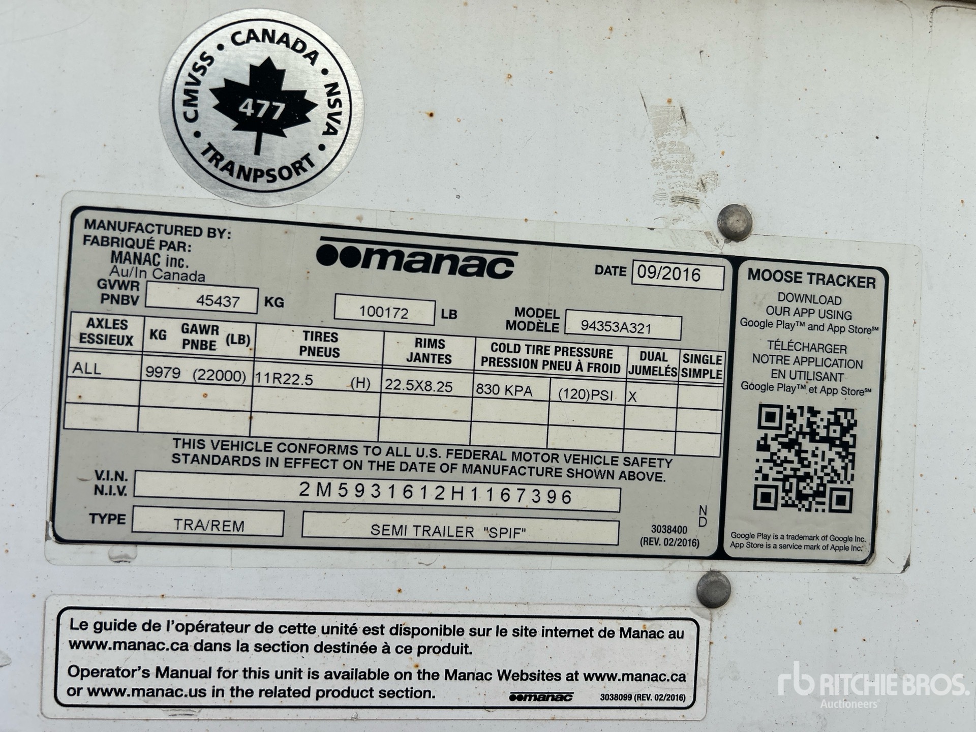 General Appearance with Serial Number / VIN