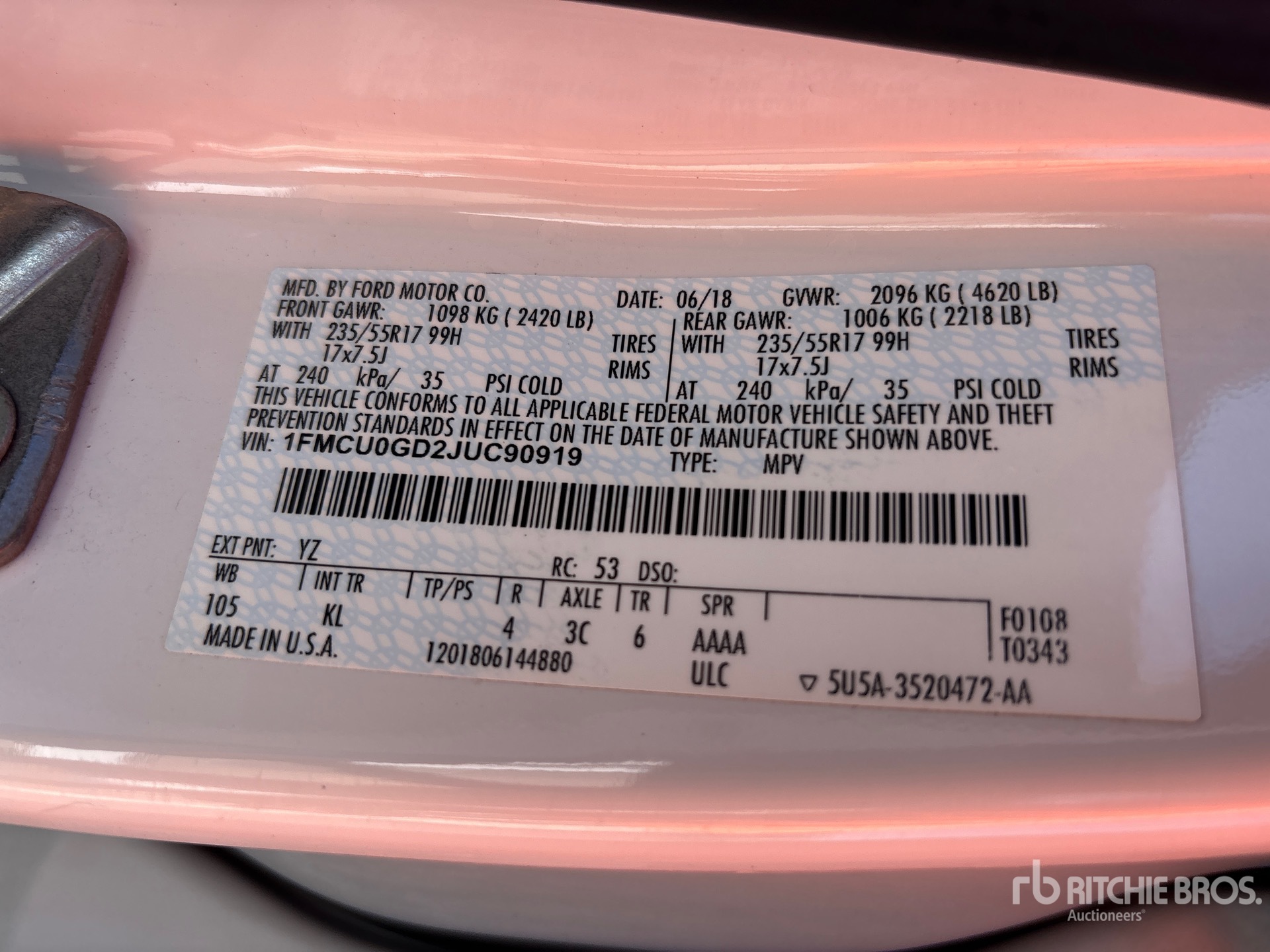 General Appearance with Serial Number / VIN