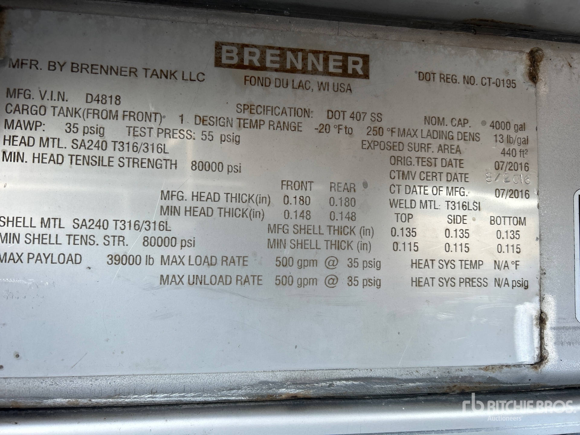 General Appearance with Serial Number / VIN