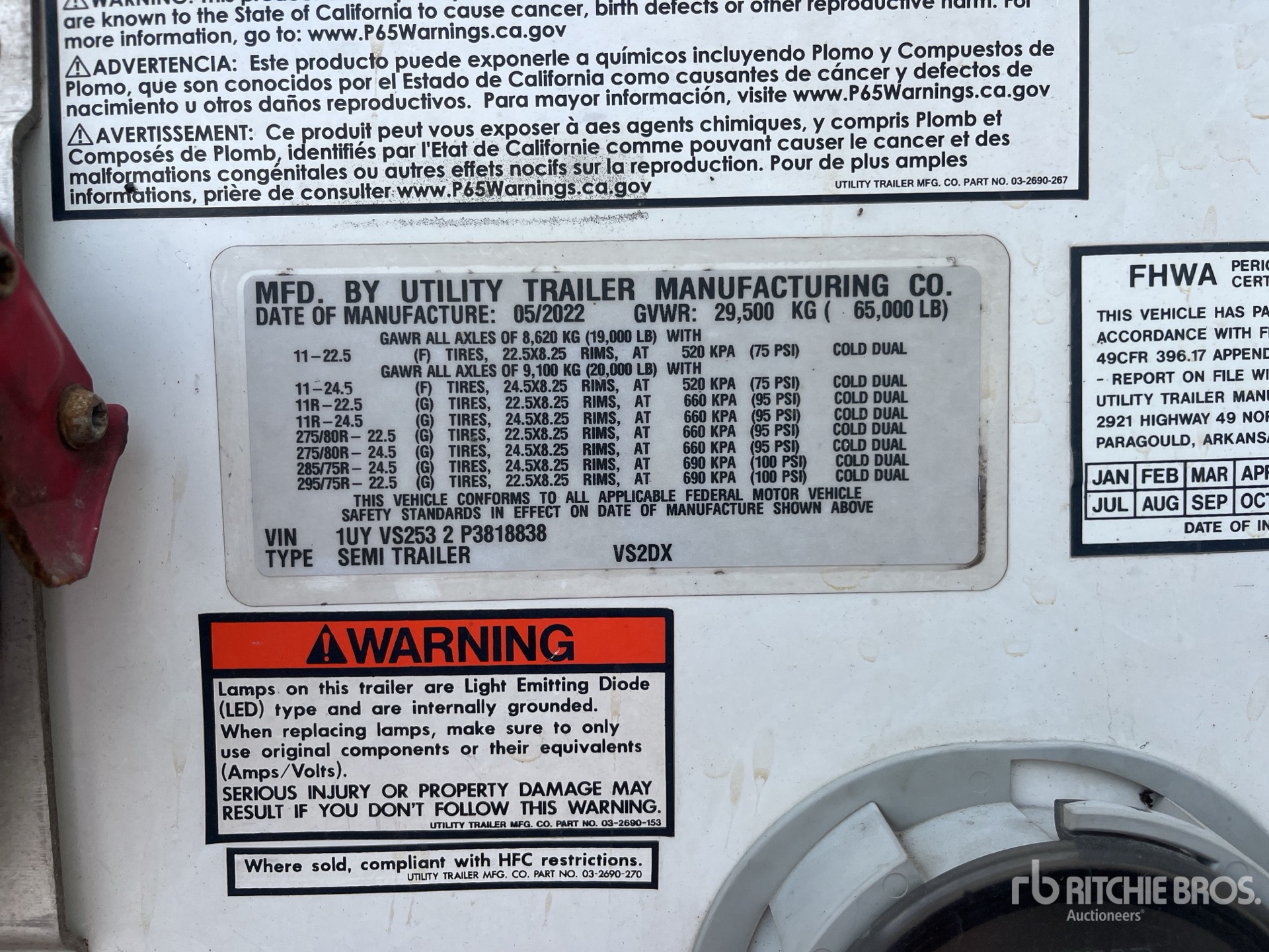 General Appearance with Serial Number / VIN