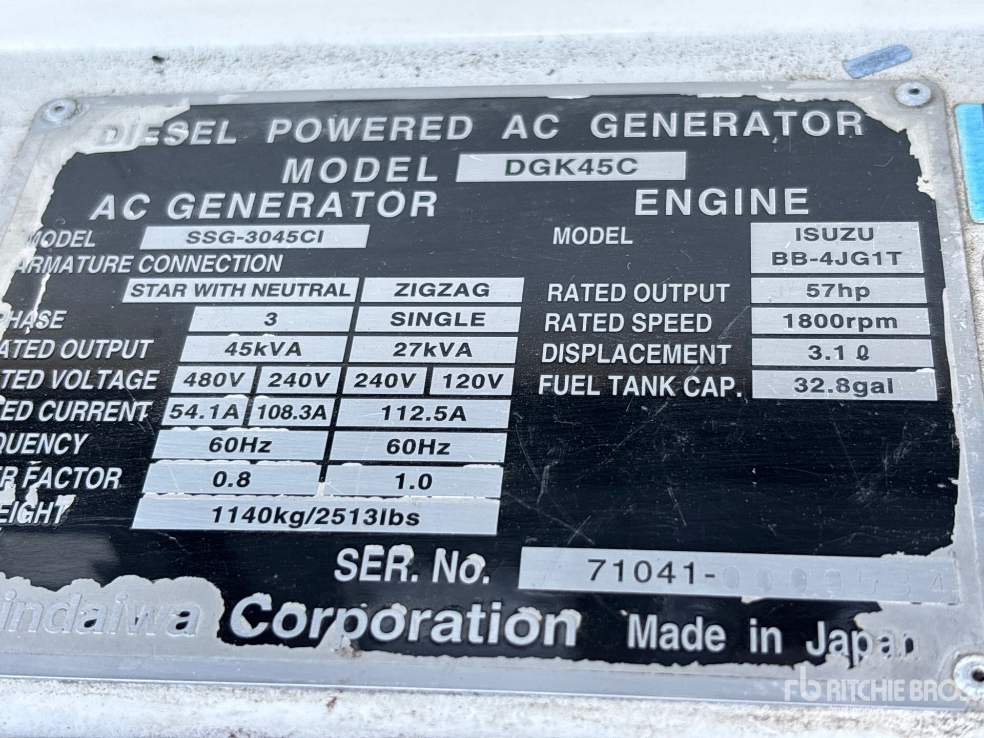 General Appearance with Unit Serial Number