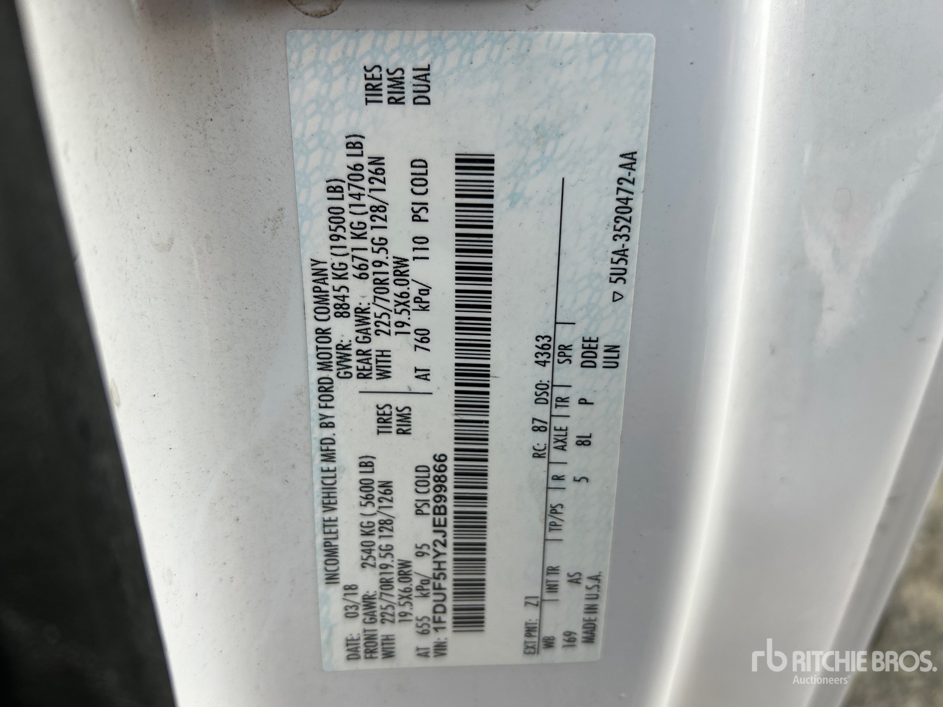 General Appearance with Serial Number / VIN