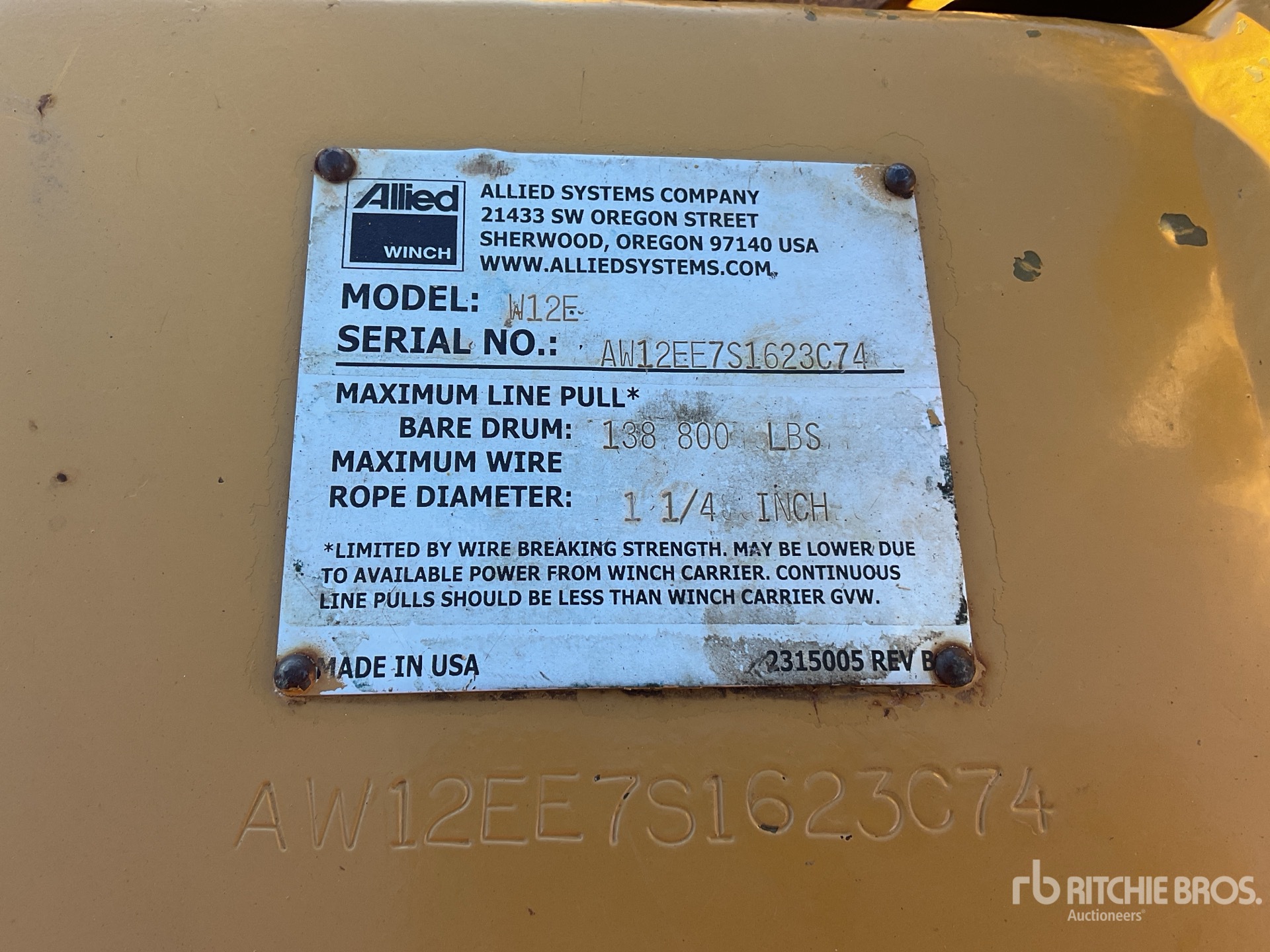 General Appearance with Serial Number / VIN