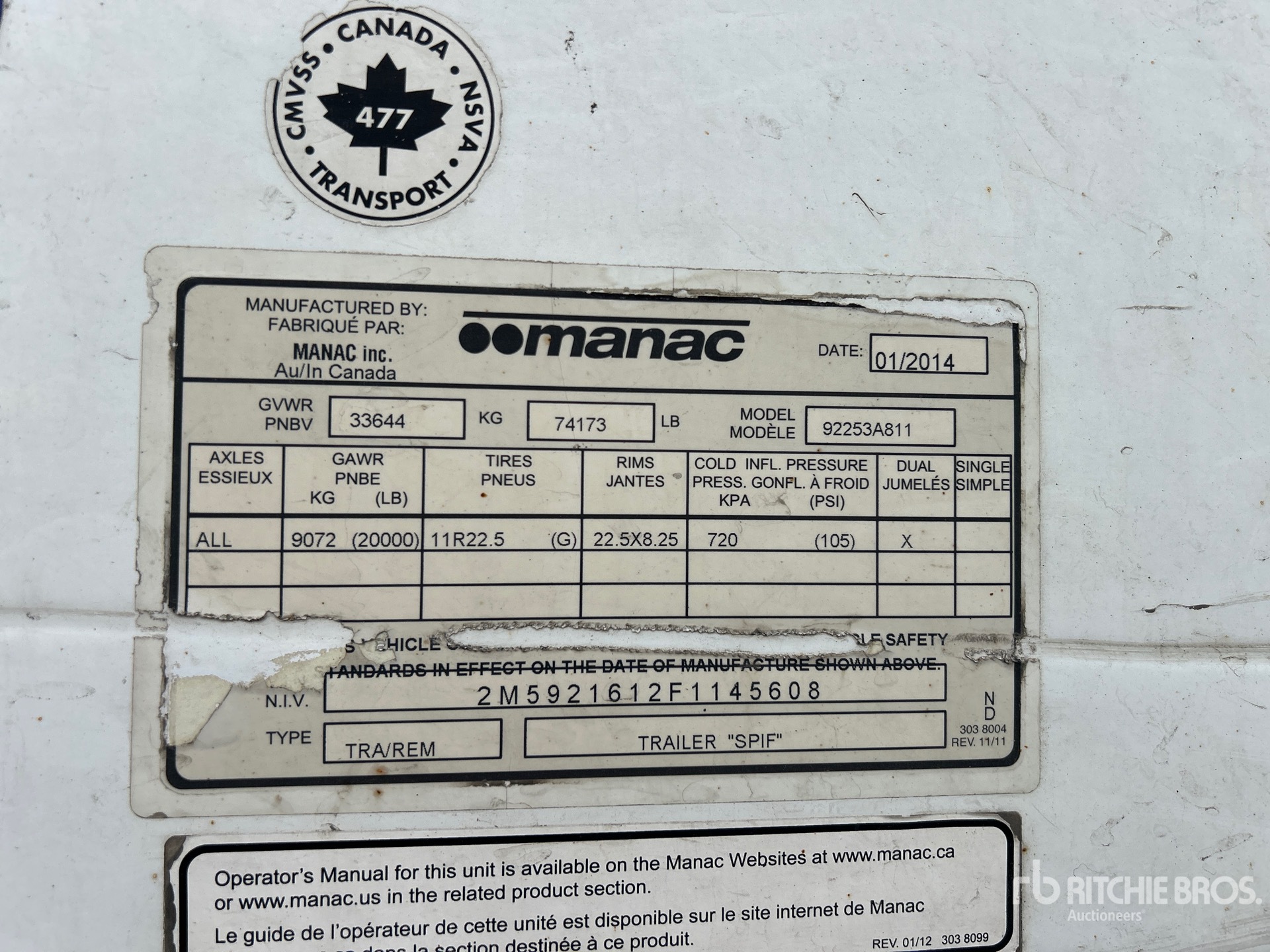 General Appearance with Serial Number / VIN