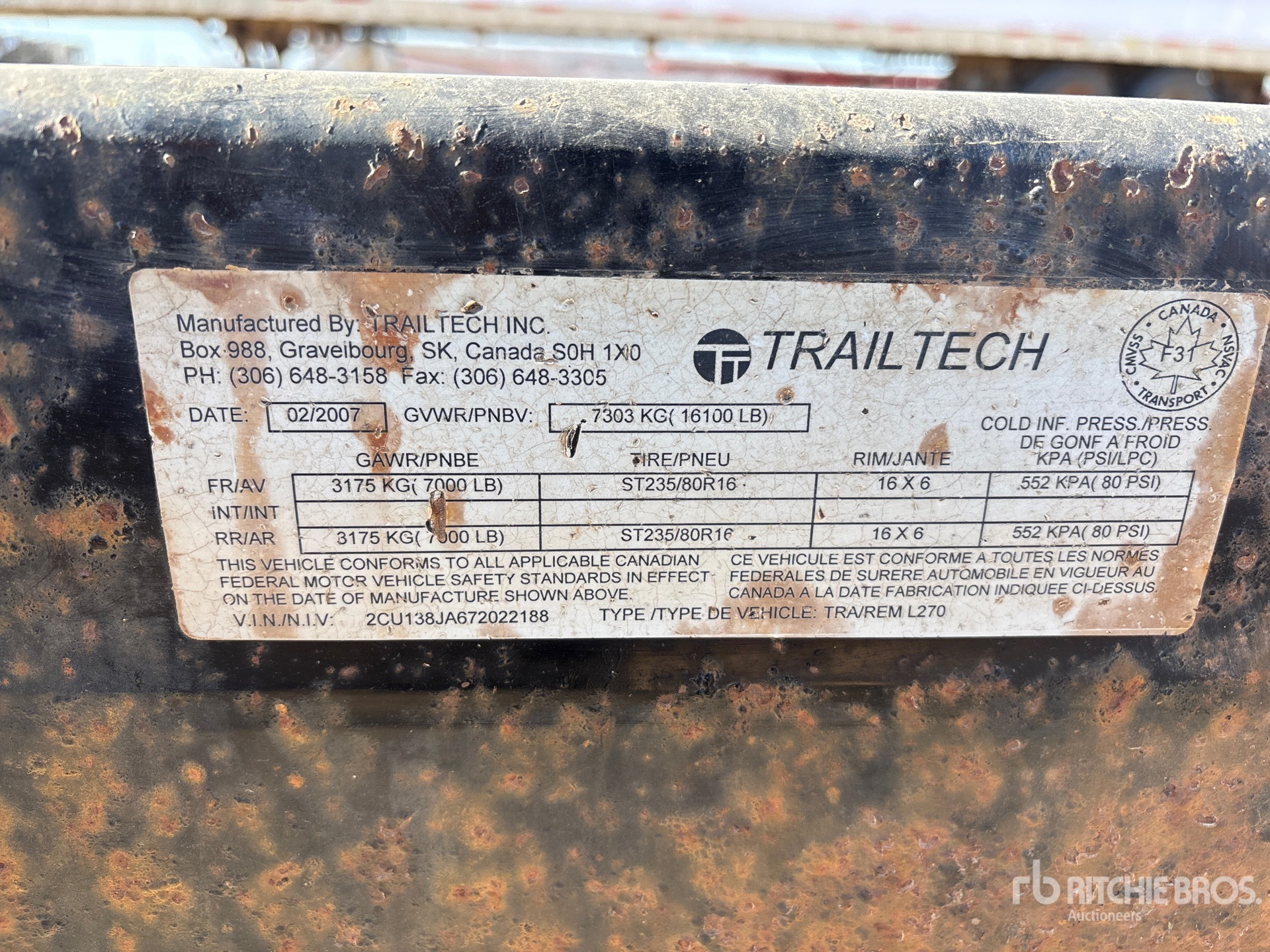 General Appearance with Serial Number / VIN