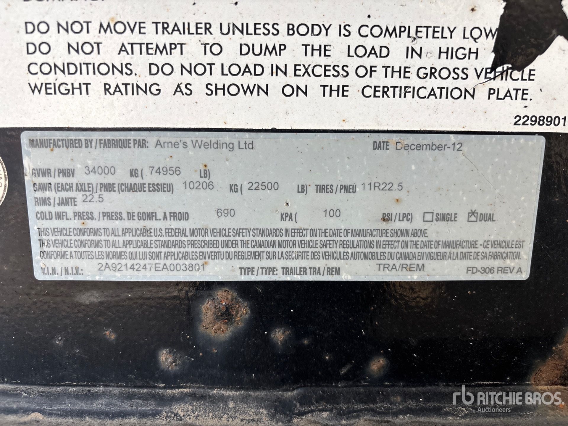 General Appearance with Serial Number / VIN