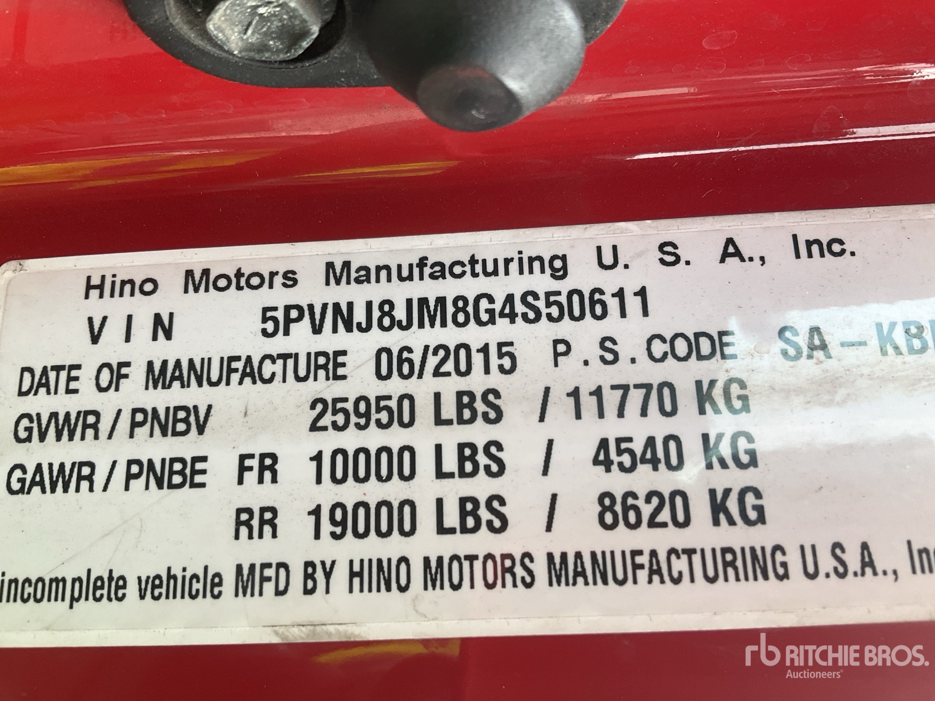 General Appearance with Serial Number / VIN