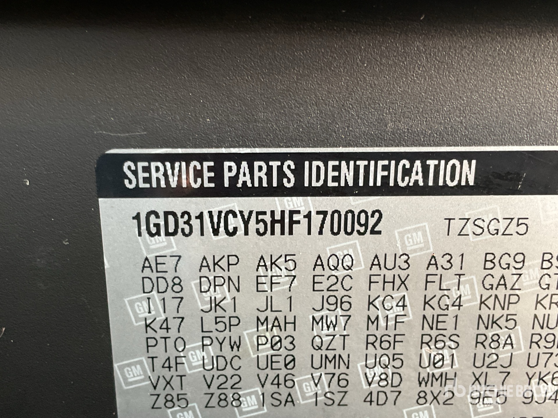 General Appearance with Serial Number / VIN