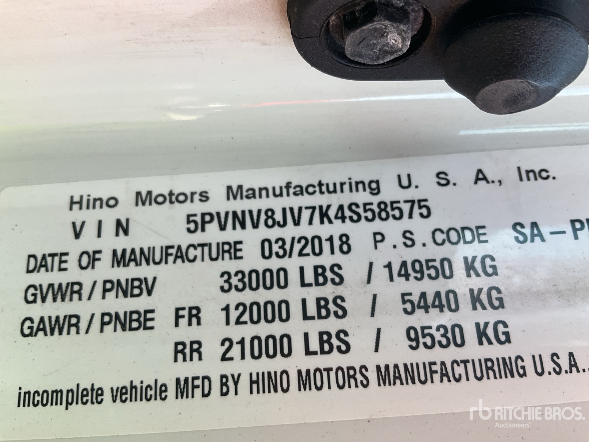 General Appearance with Serial Number / VIN