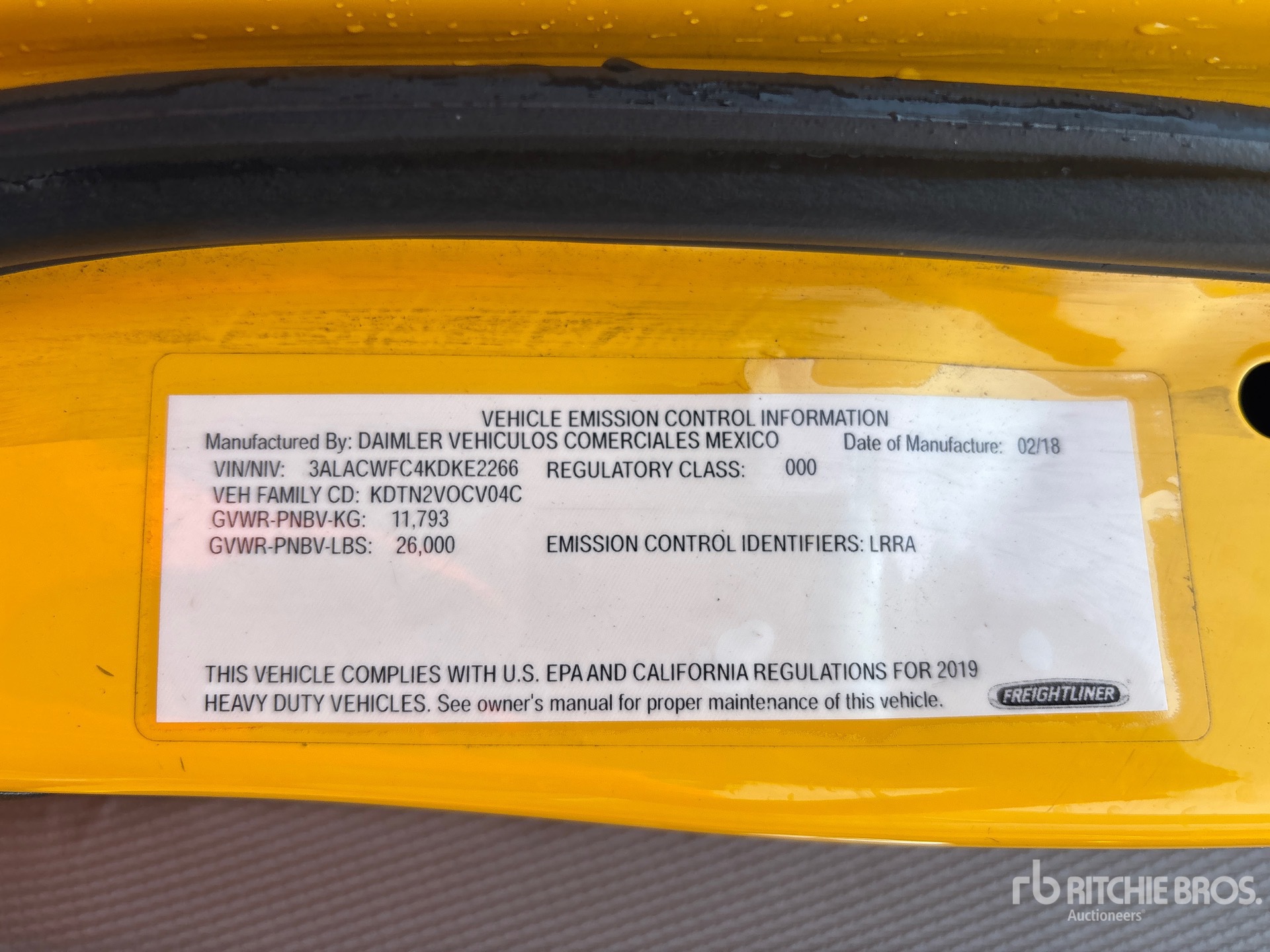 General Appearance with Serial Number / VIN