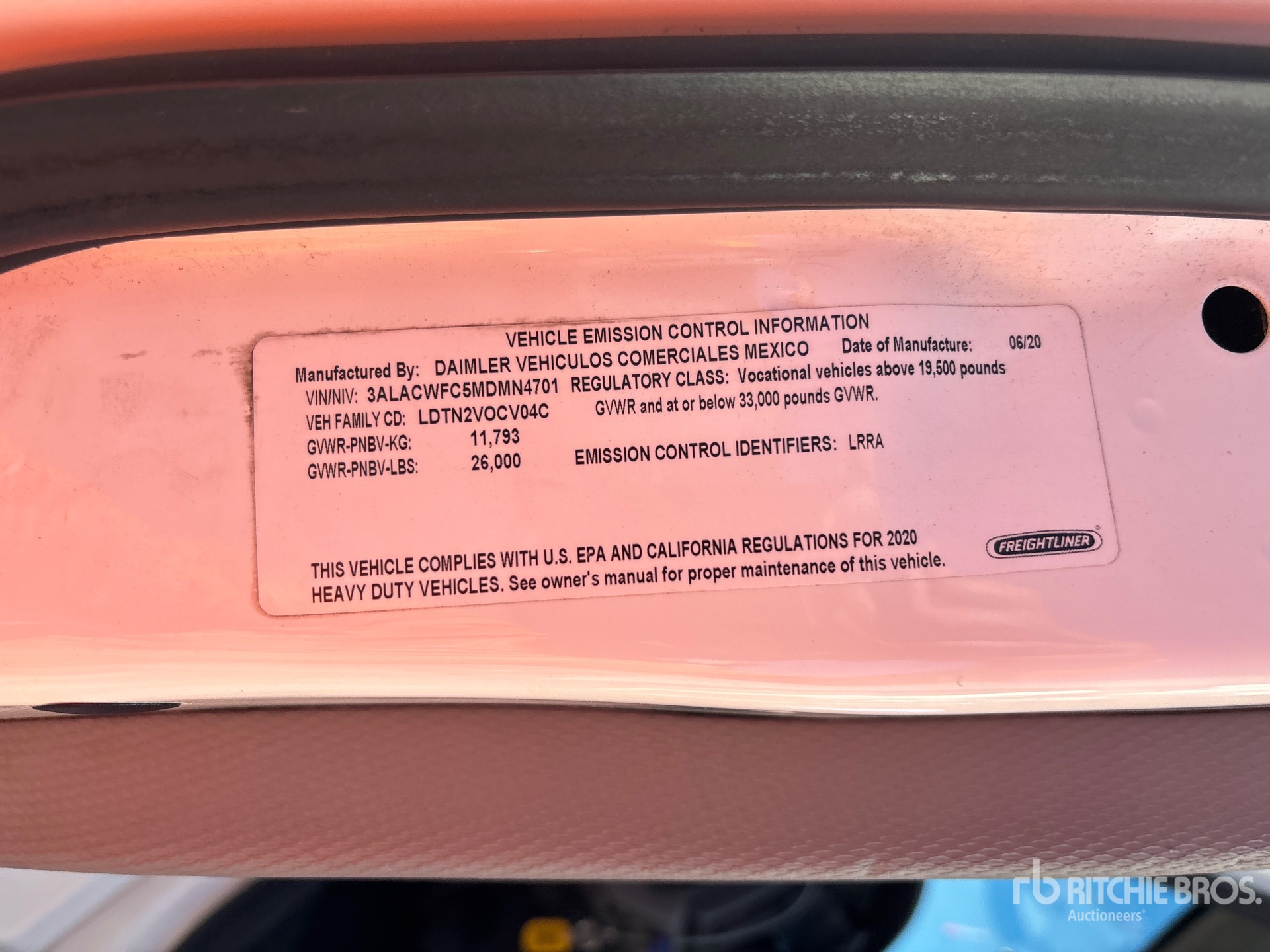General Appearance with Serial Number / VIN