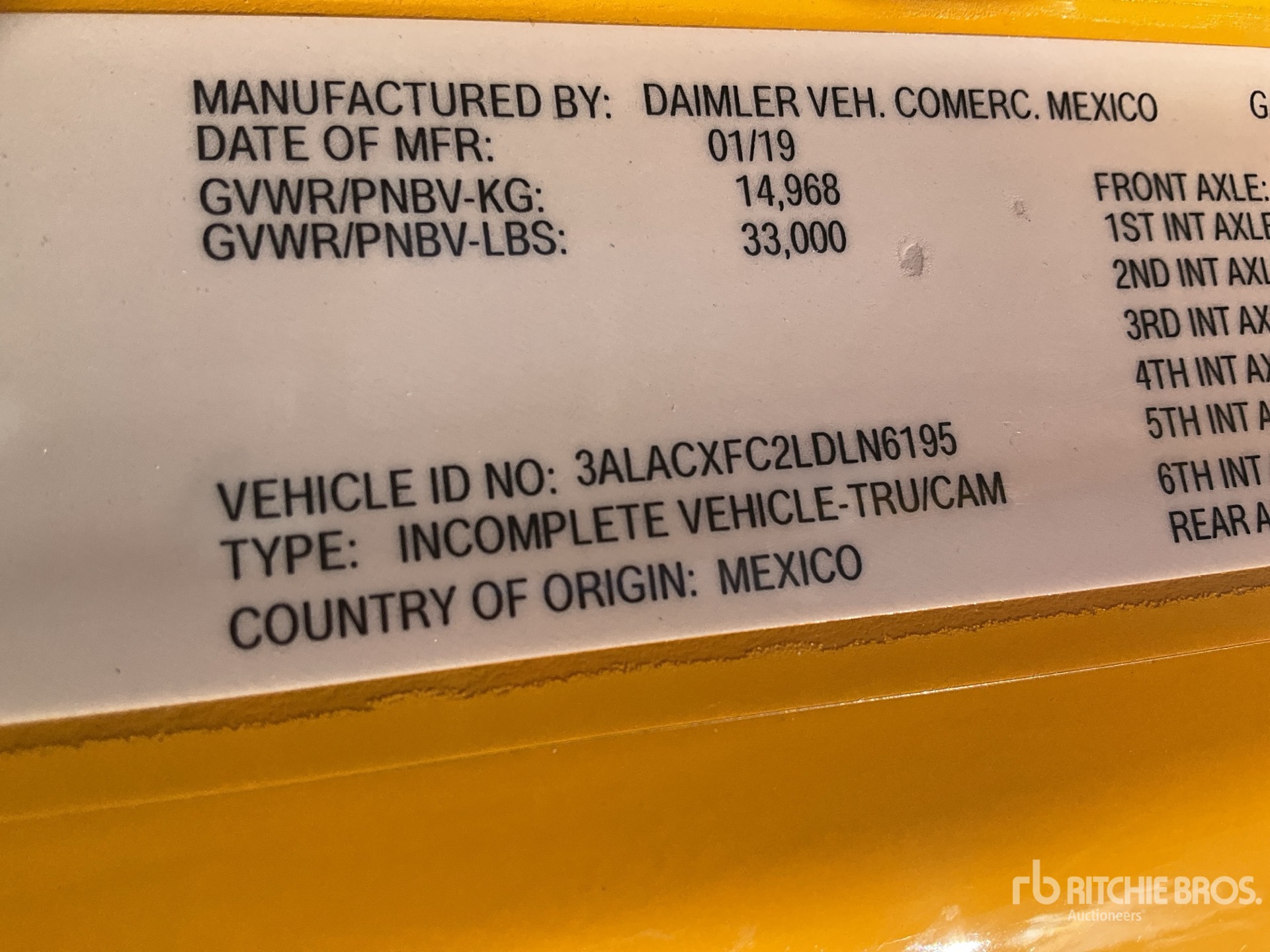 General Appearance with Numéro de série/Numéro d'identification du véhicule automobile