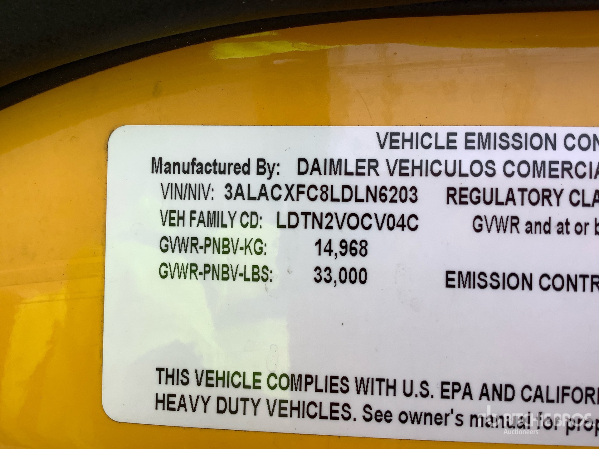 General Appearance with Serial Number / VIN