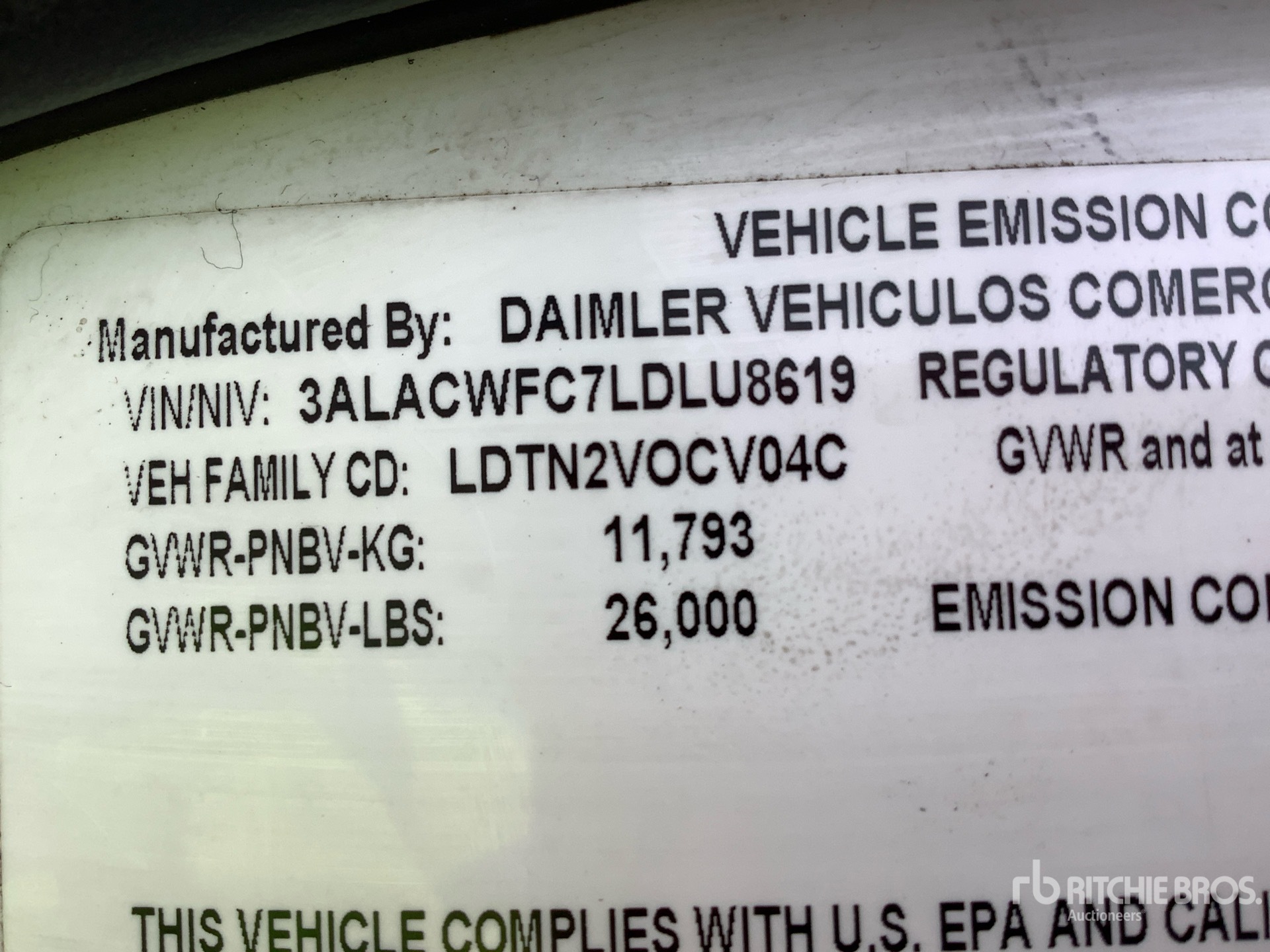 General Appearance with Serial Number / VIN