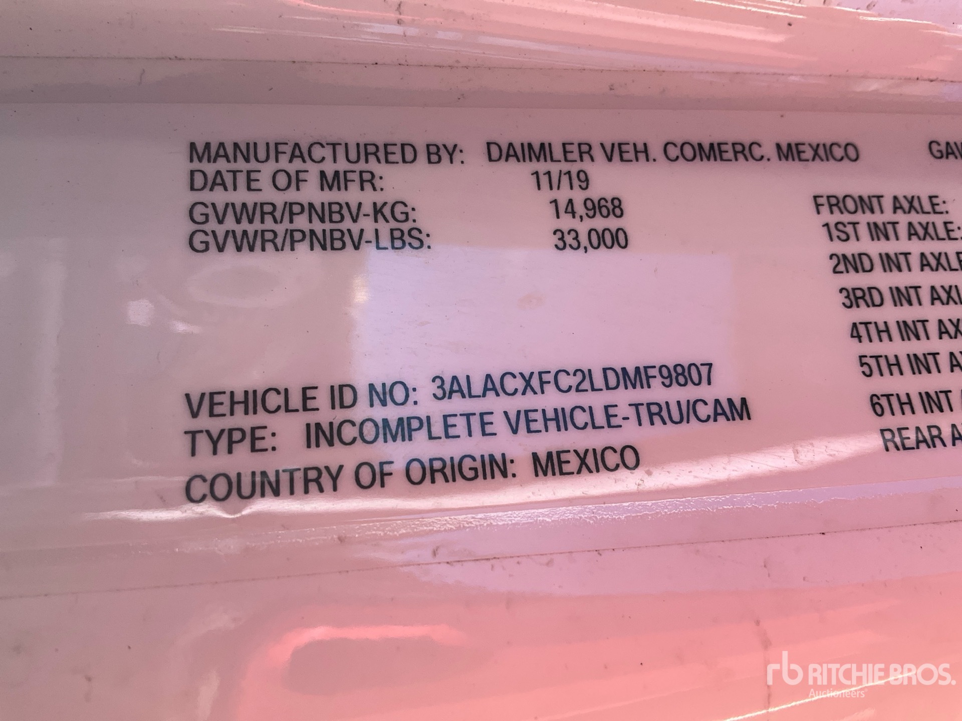 General Appearance with Serial Number / VIN