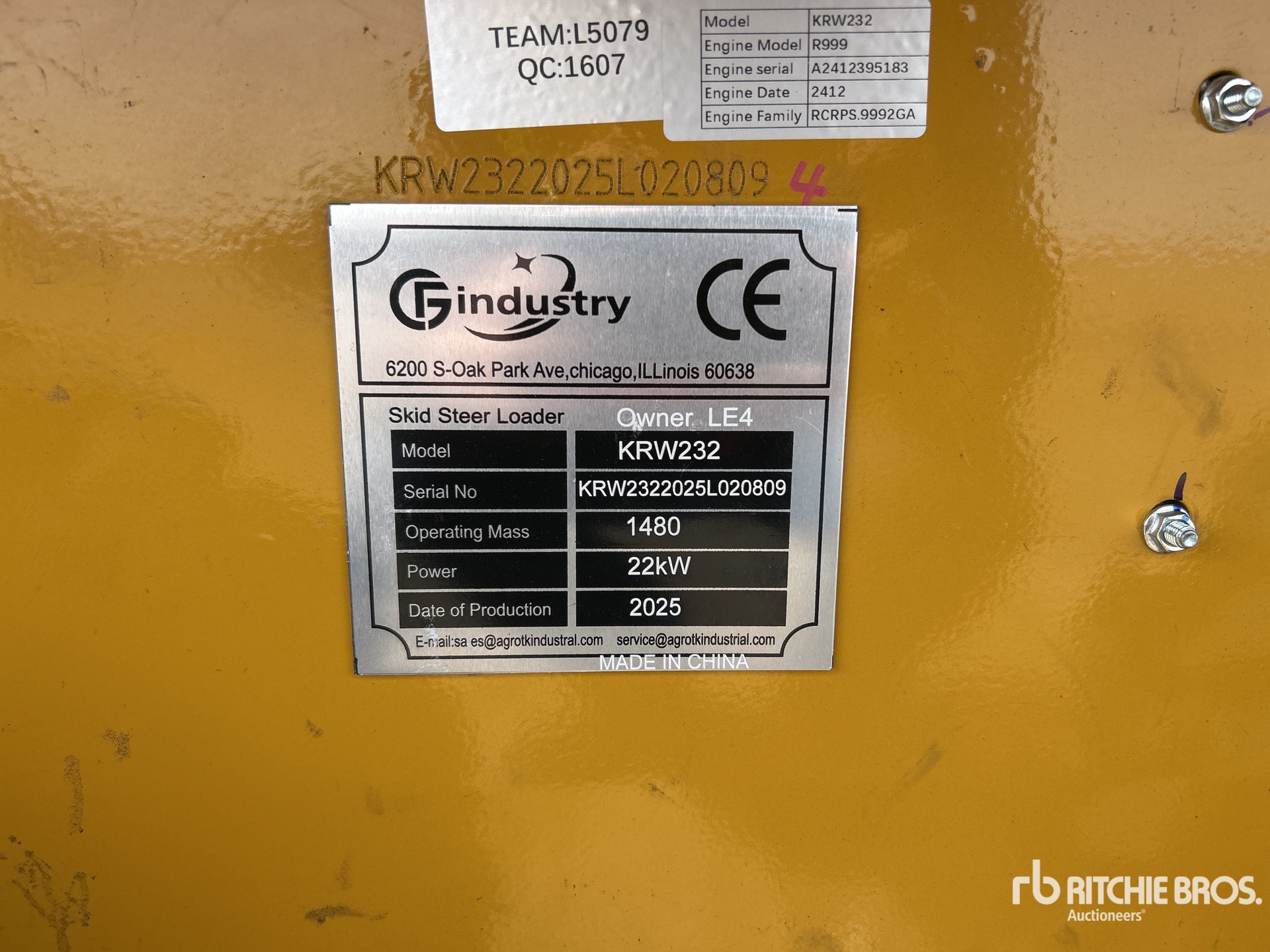 General Appearance with Serial Number / VIN