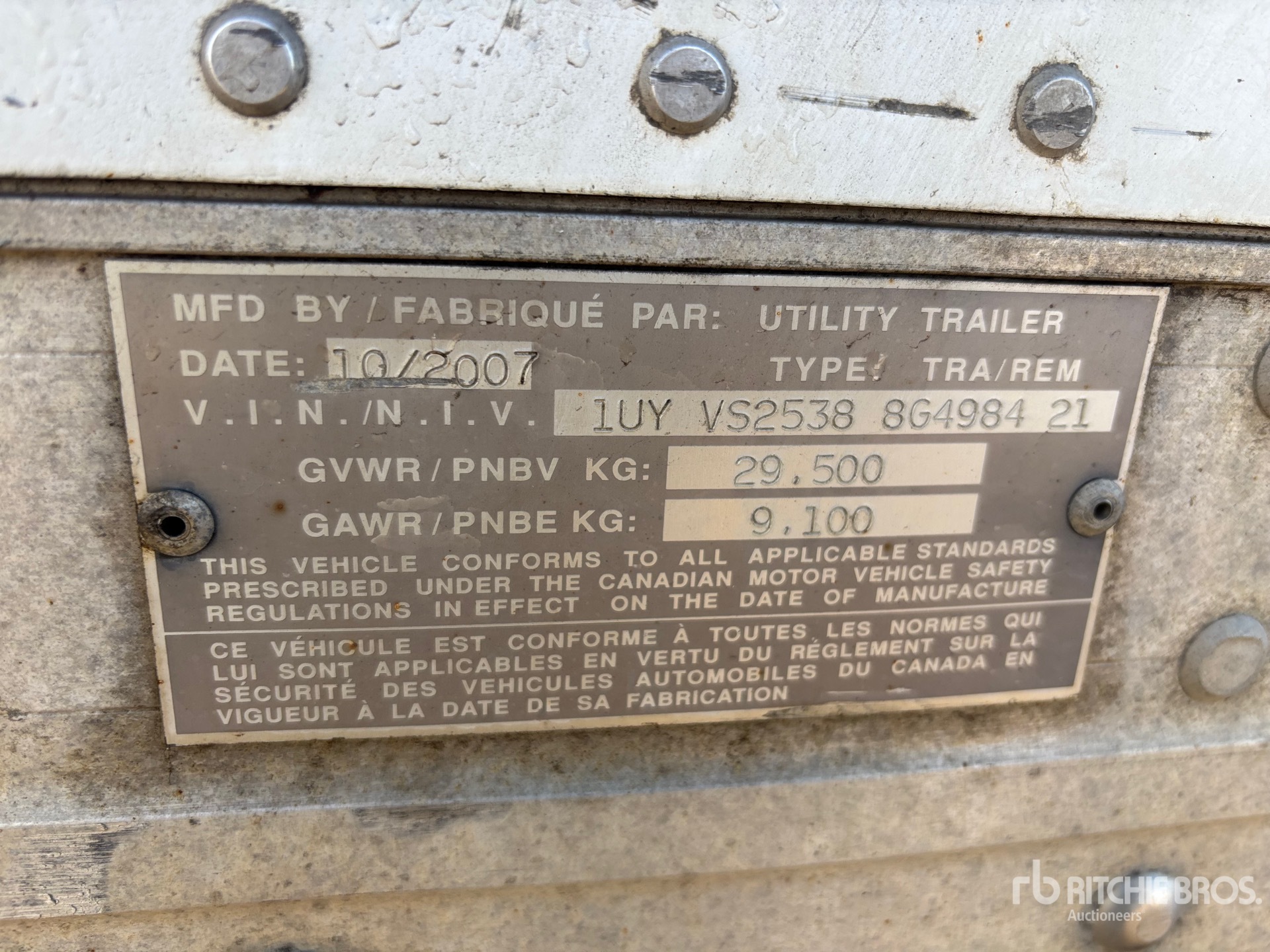 General Appearance with Serial Number / VIN