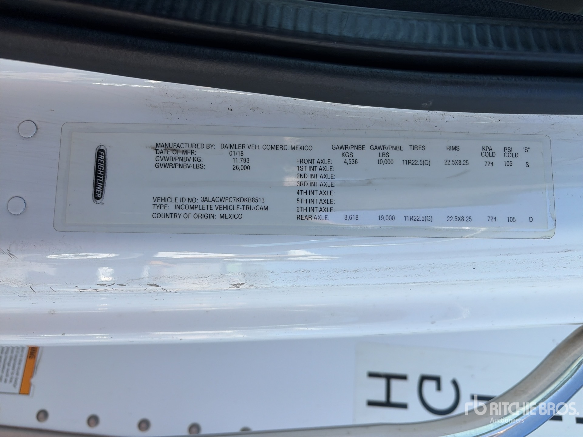 General Appearance with Serial Number / VIN