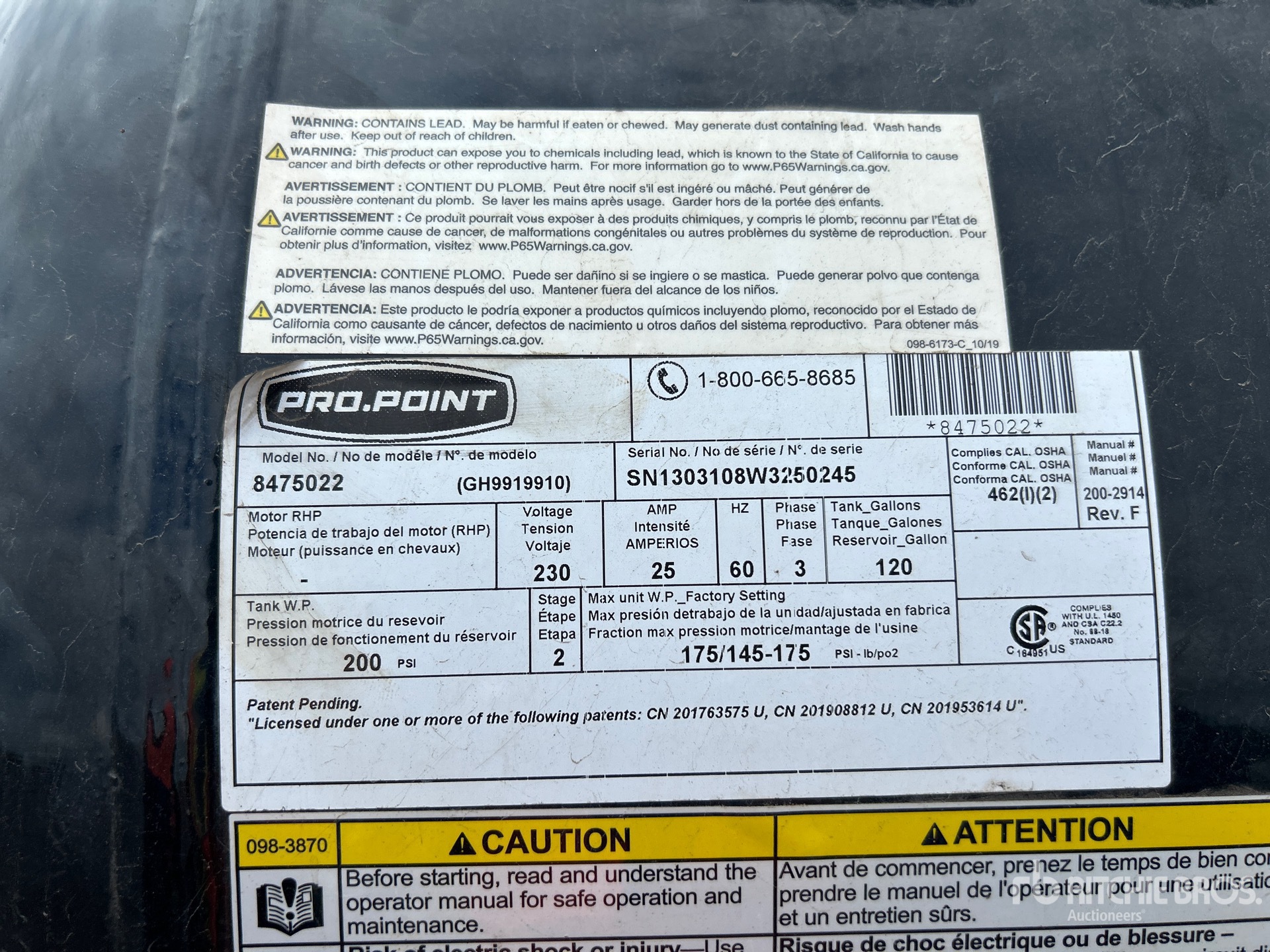 General Appearance with Serial Number / VIN