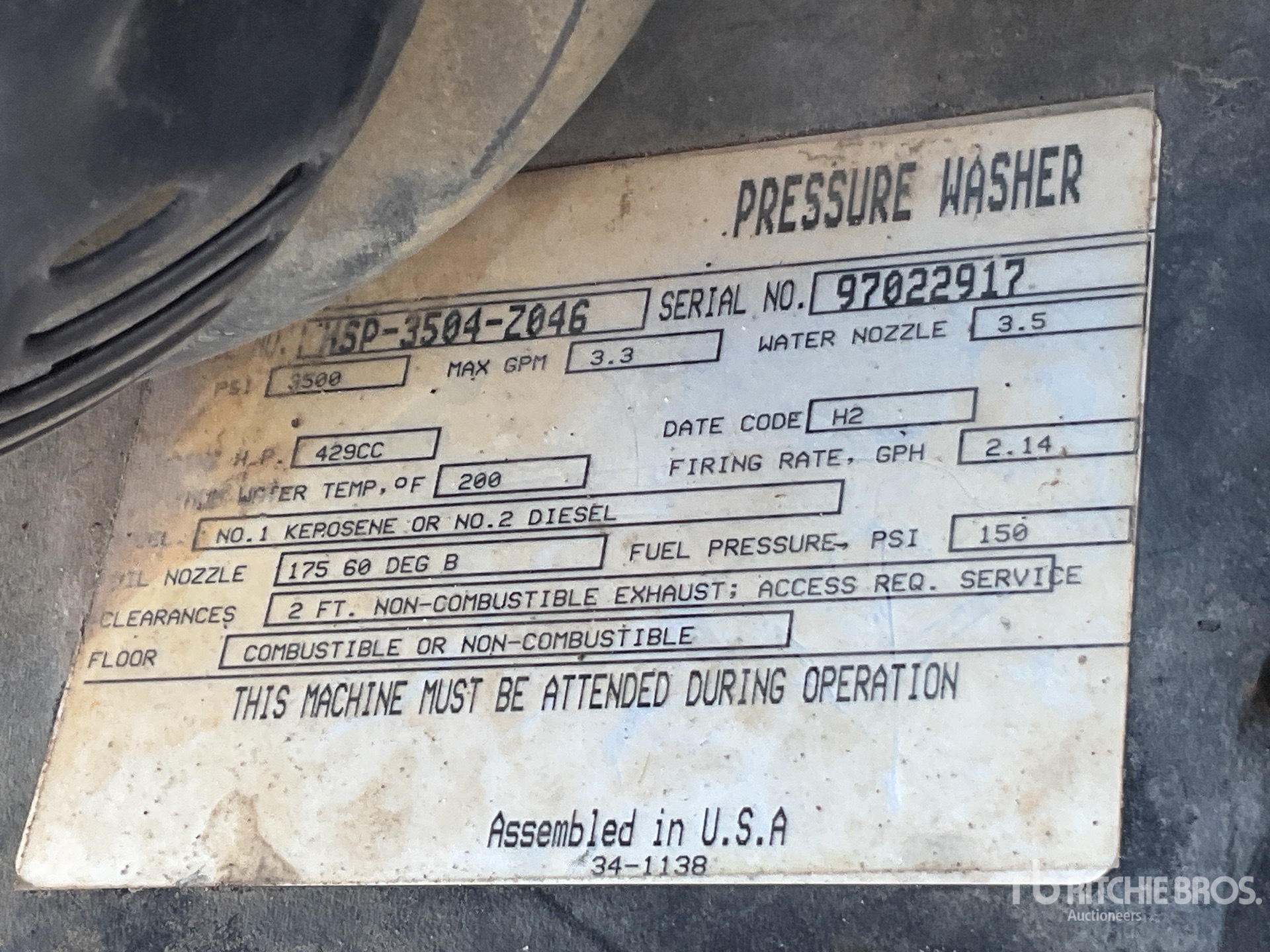General Appearance with Serial Number / VIN