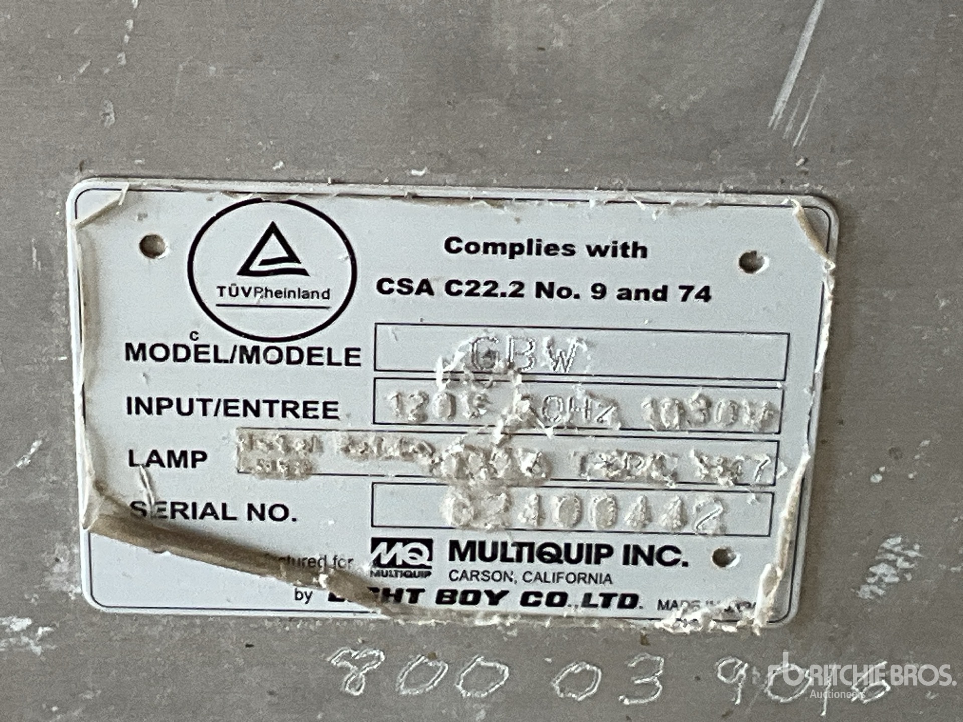 General Appearance with Serial Number / VIN