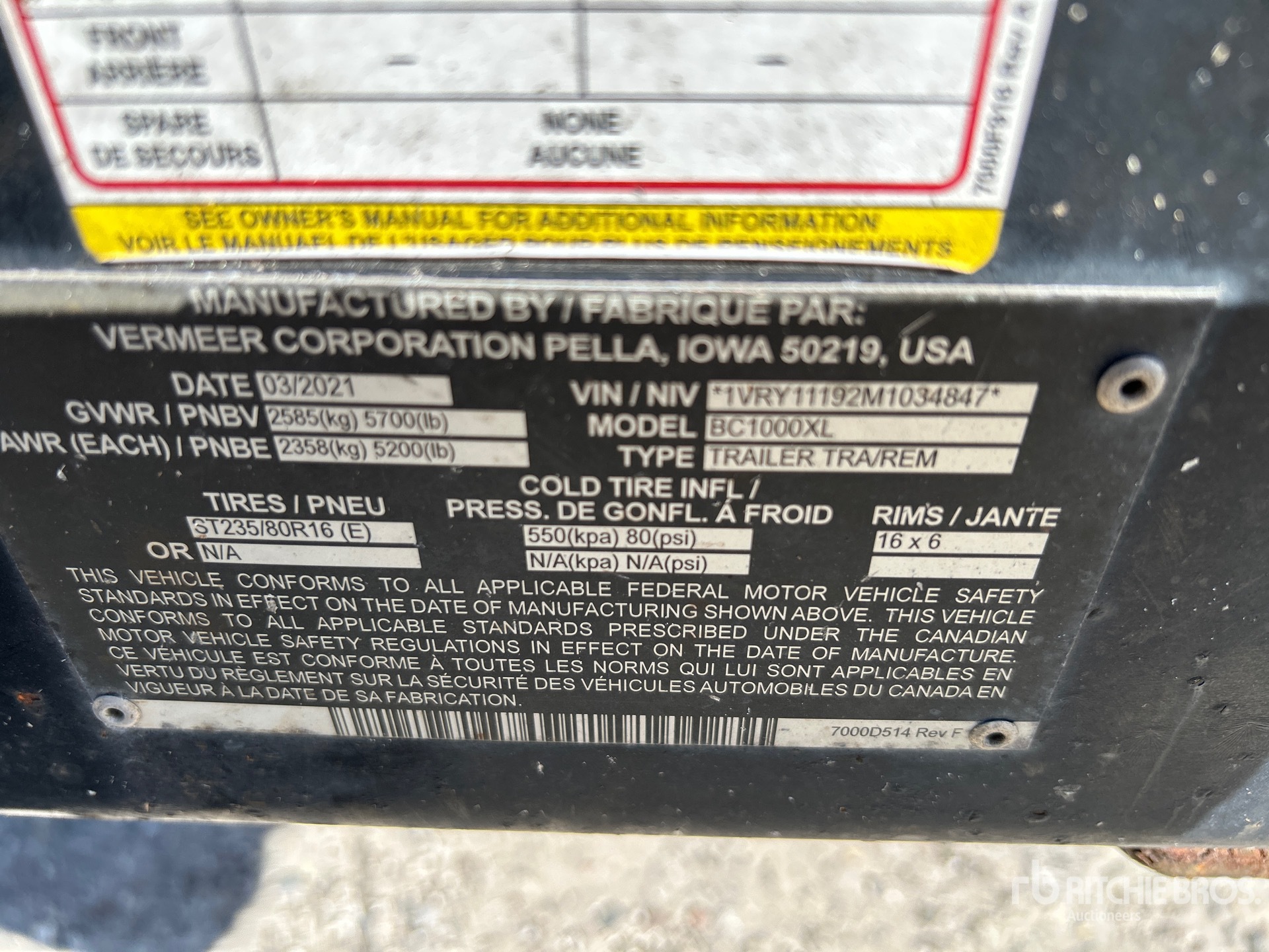 General Appearance with Serial Number / VIN