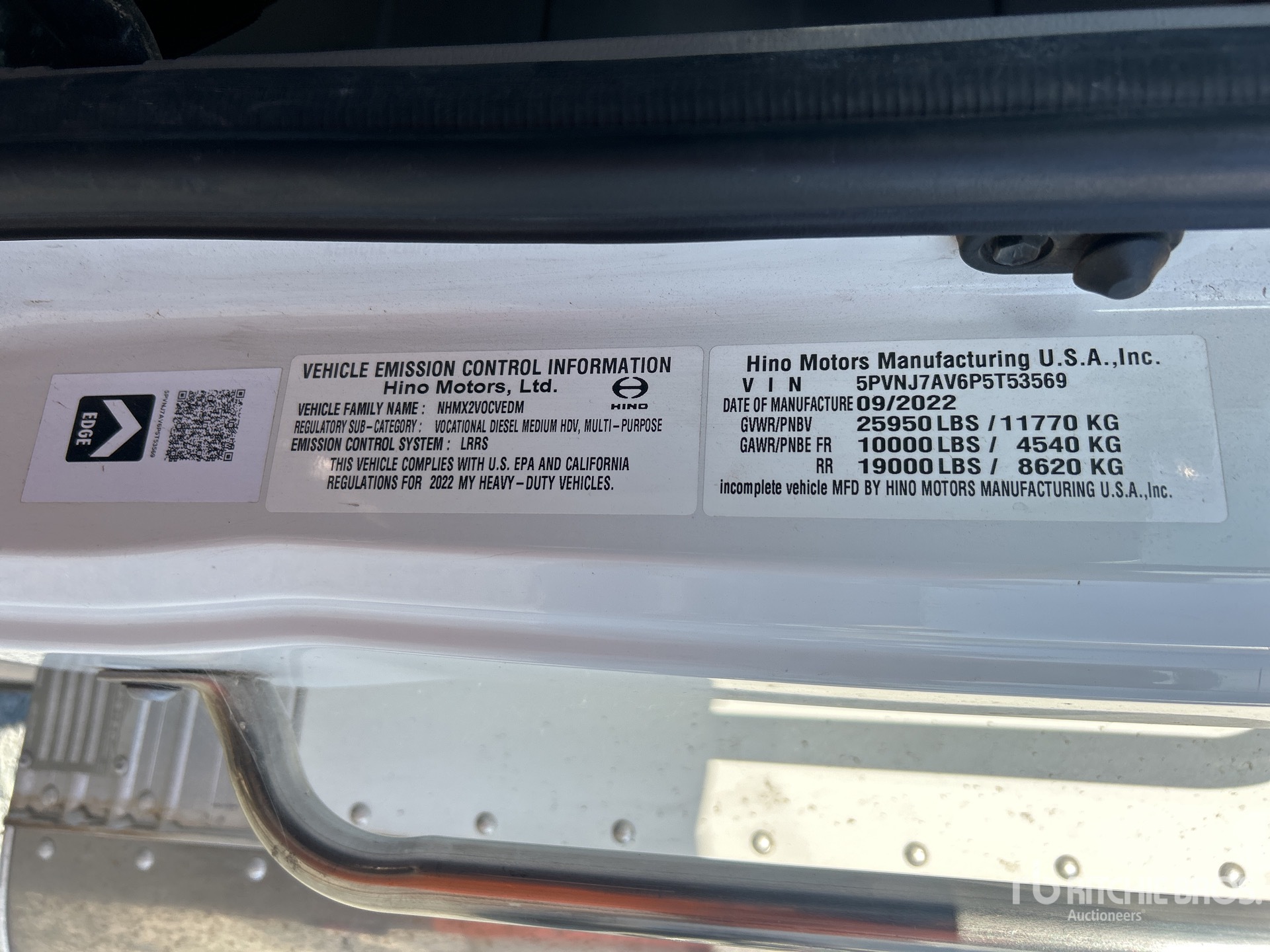 General Appearance with Serial Number / VIN