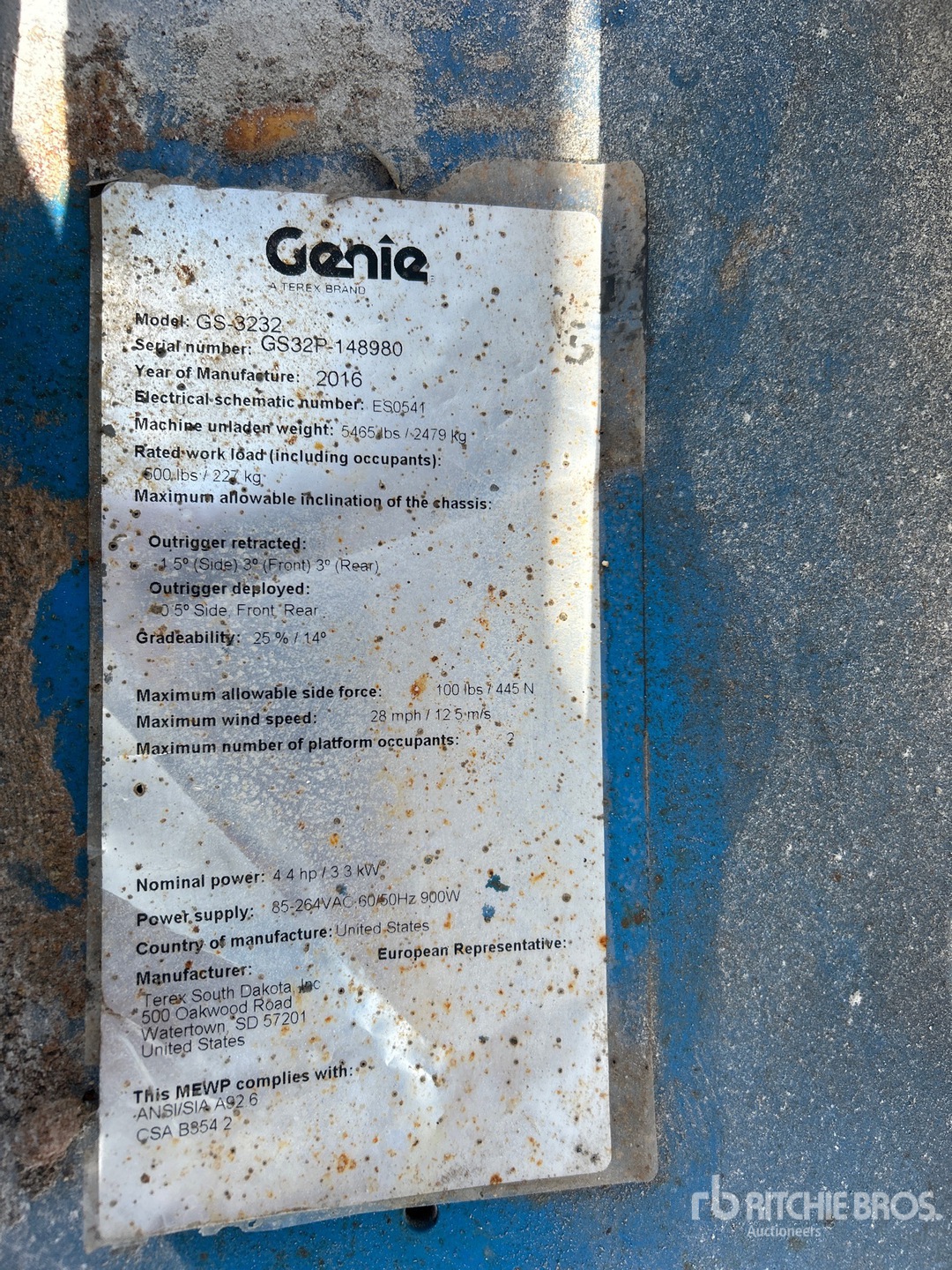 General Appearance with Serial Number / VIN