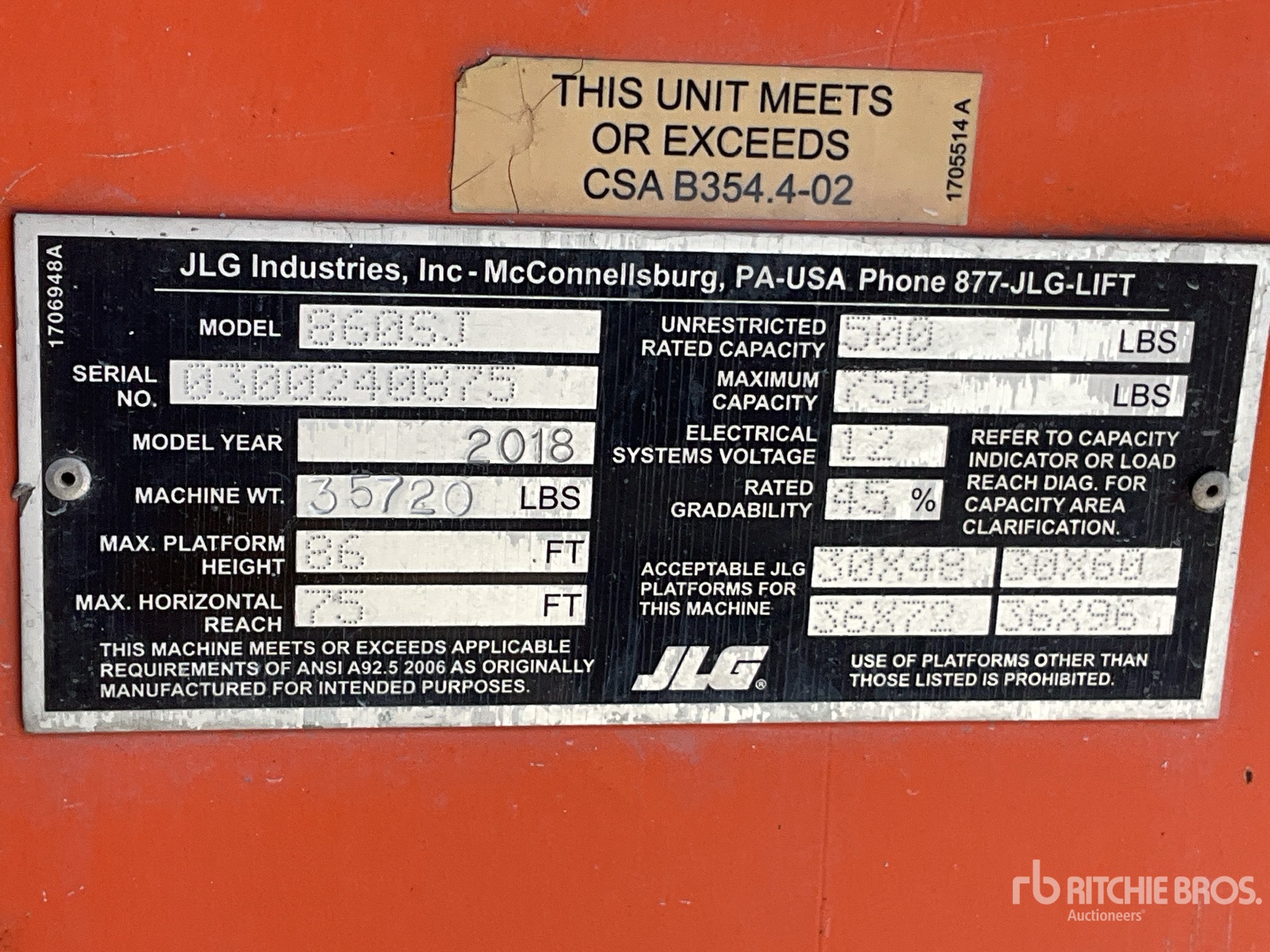 General Appearance with Serial Number / VIN