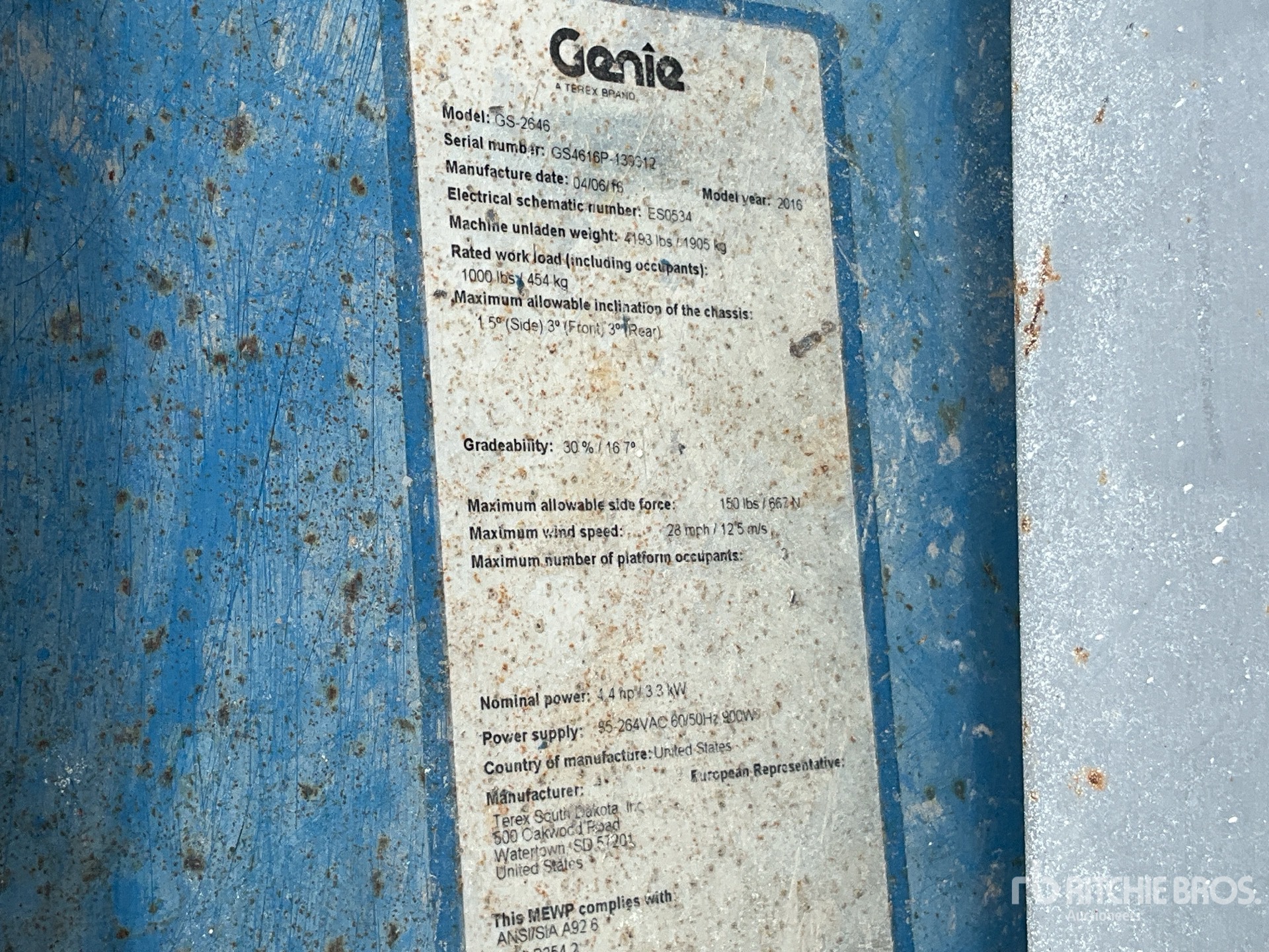 General Appearance with Serial Number / VIN