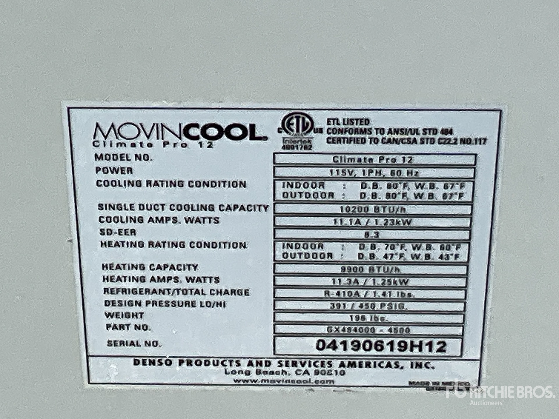 General Appearance with Serial Number / VIN