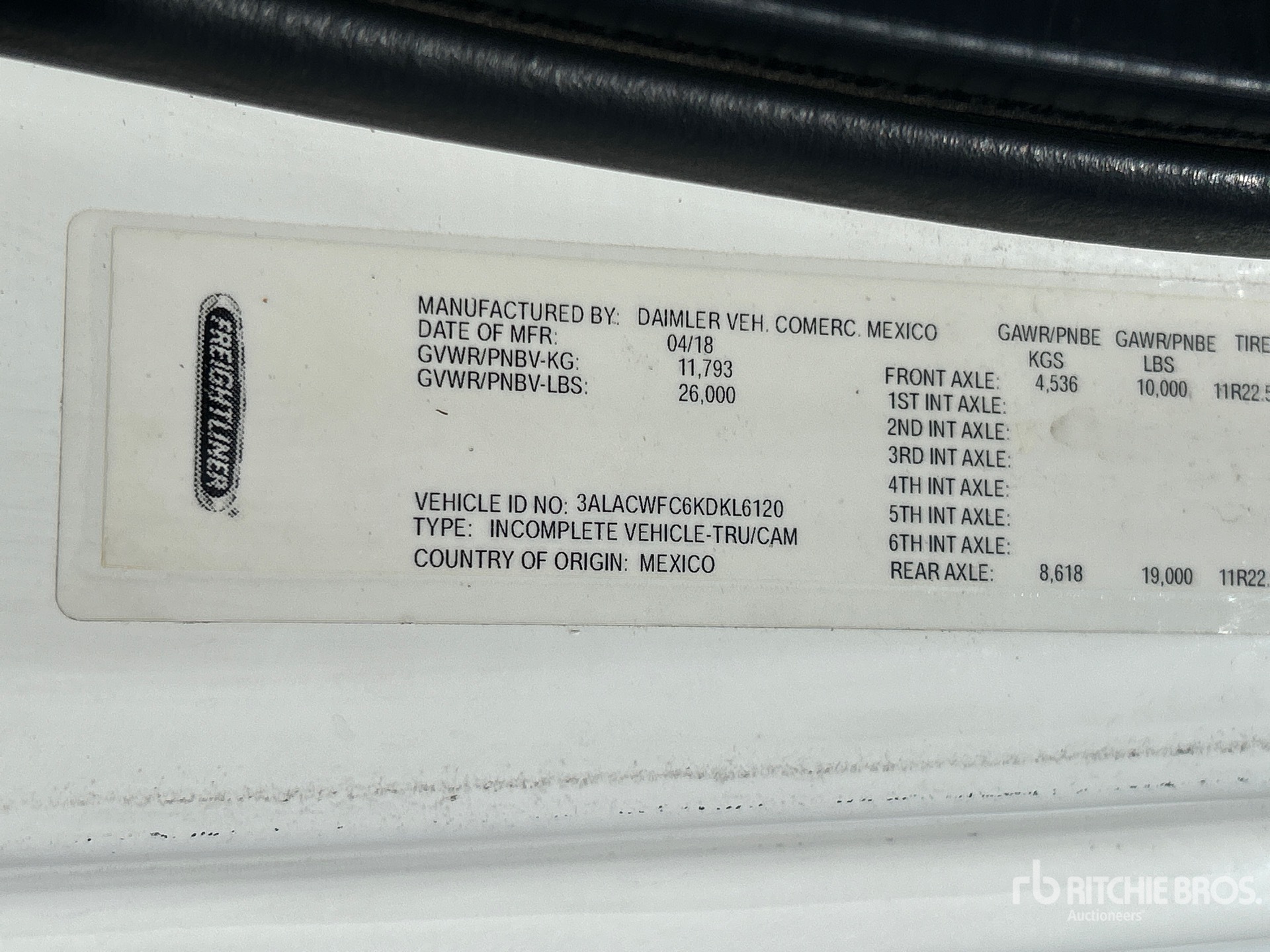 General Appearance with Serial Number / VIN