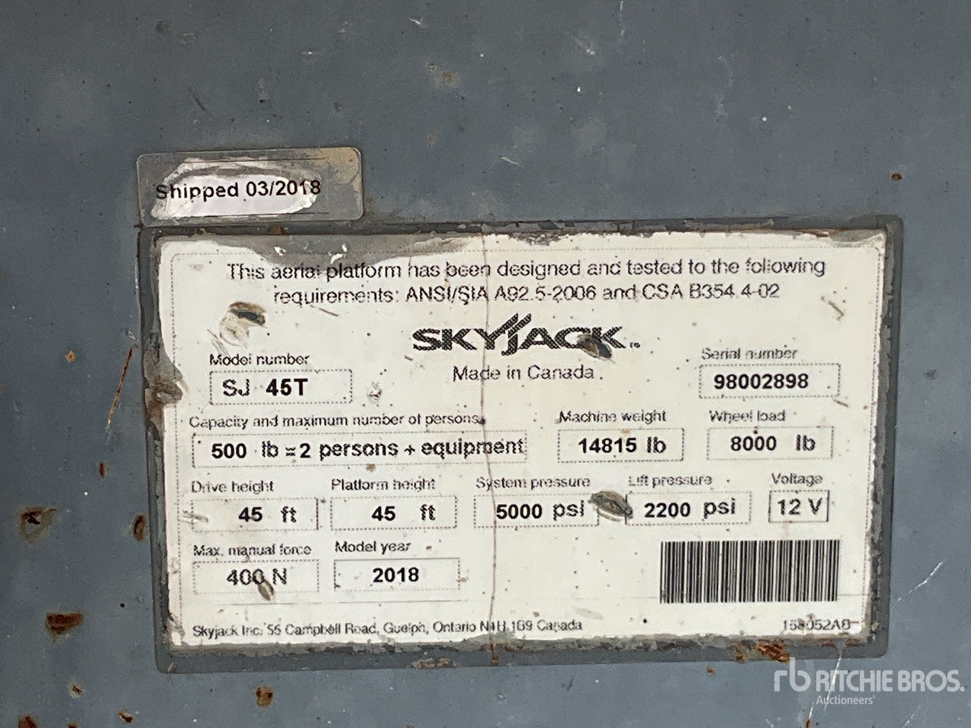 General Appearance with Serial Number / VIN