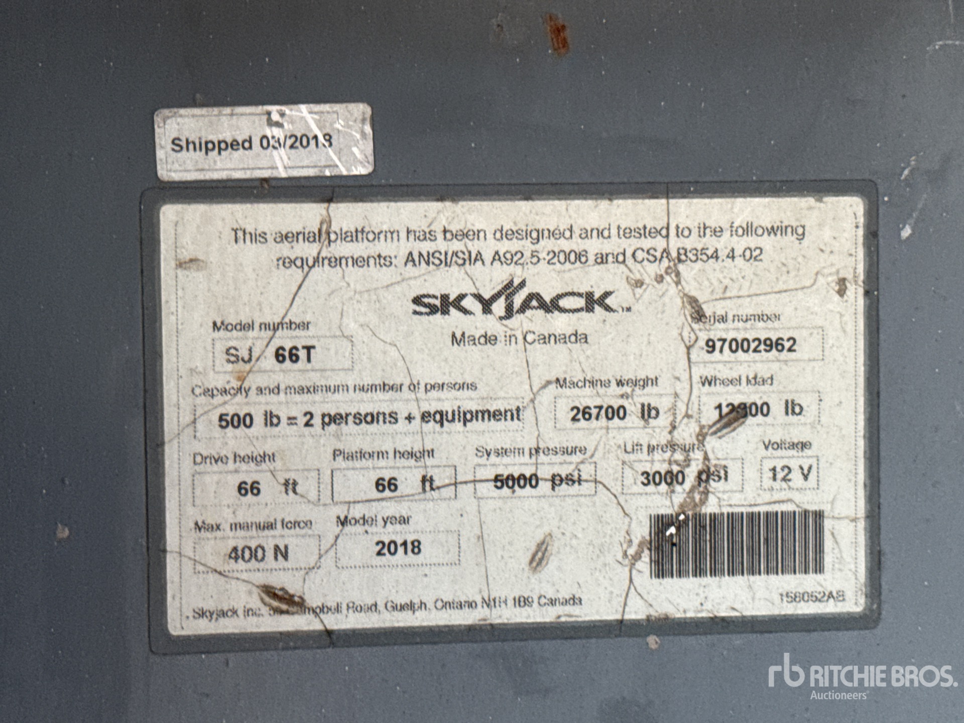General Appearance with Serial Number / VIN