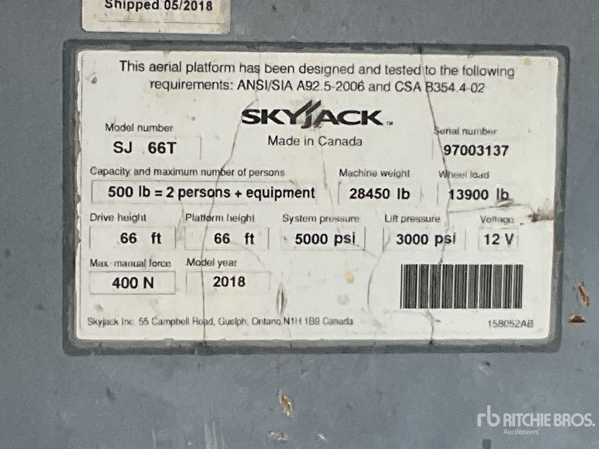 General Appearance with Serial Number / VIN