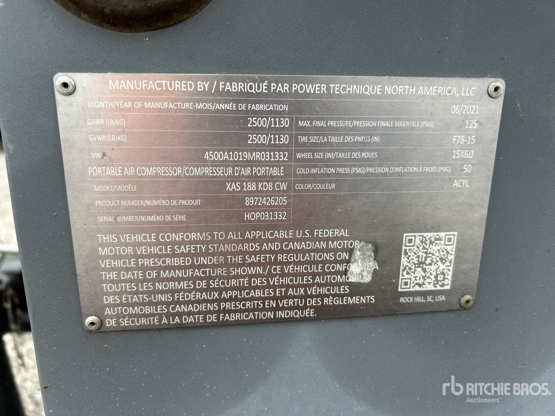 General Appearance with Serial Number / VIN