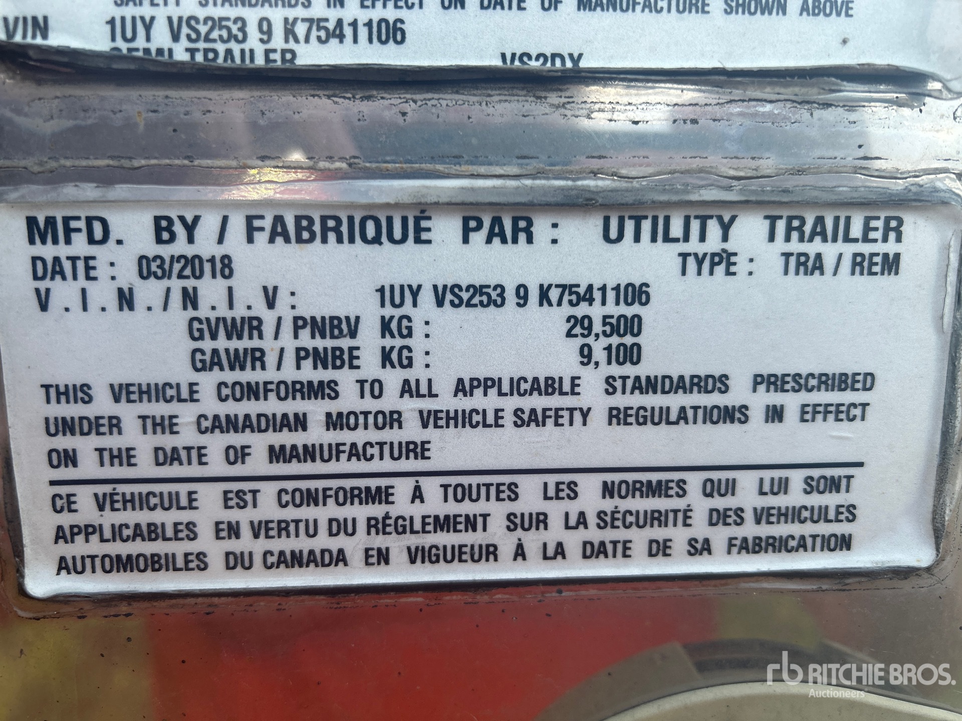 General Appearance with Serial Number / VIN