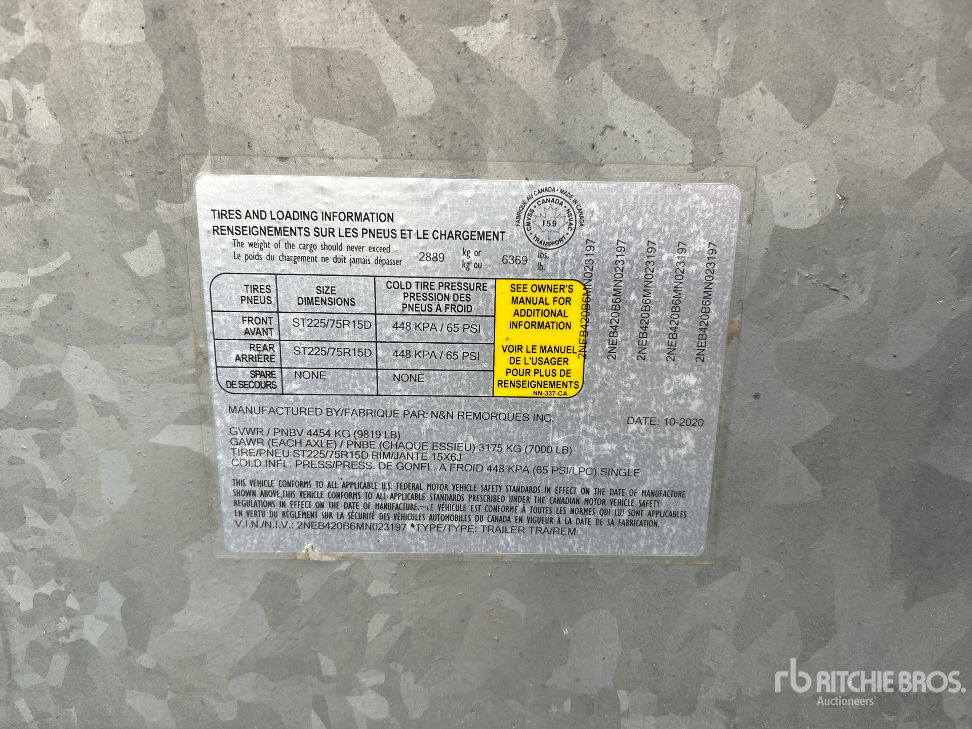 General Appearance with Serial Number / VIN