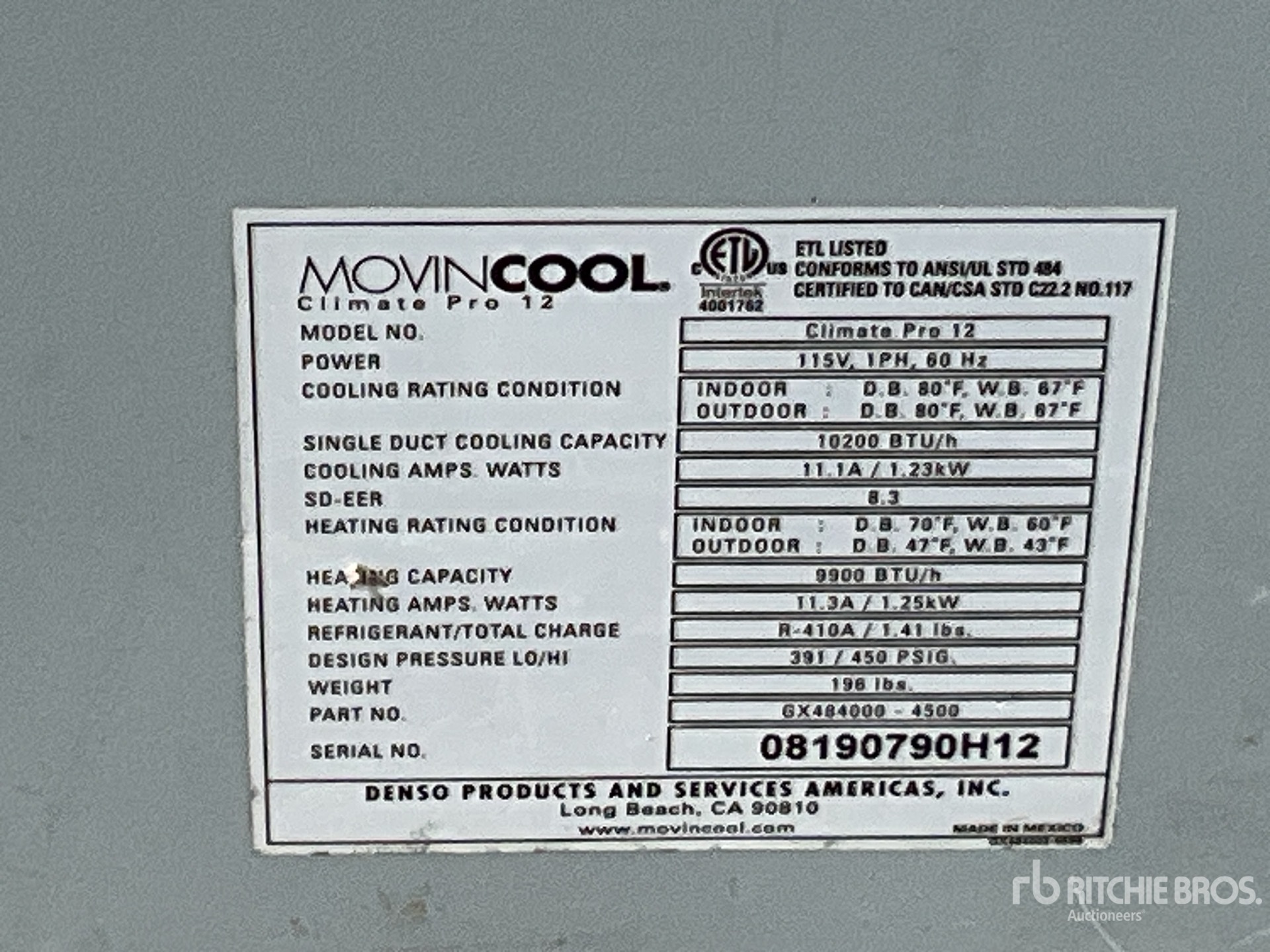 General Appearance with Serial Number / VIN