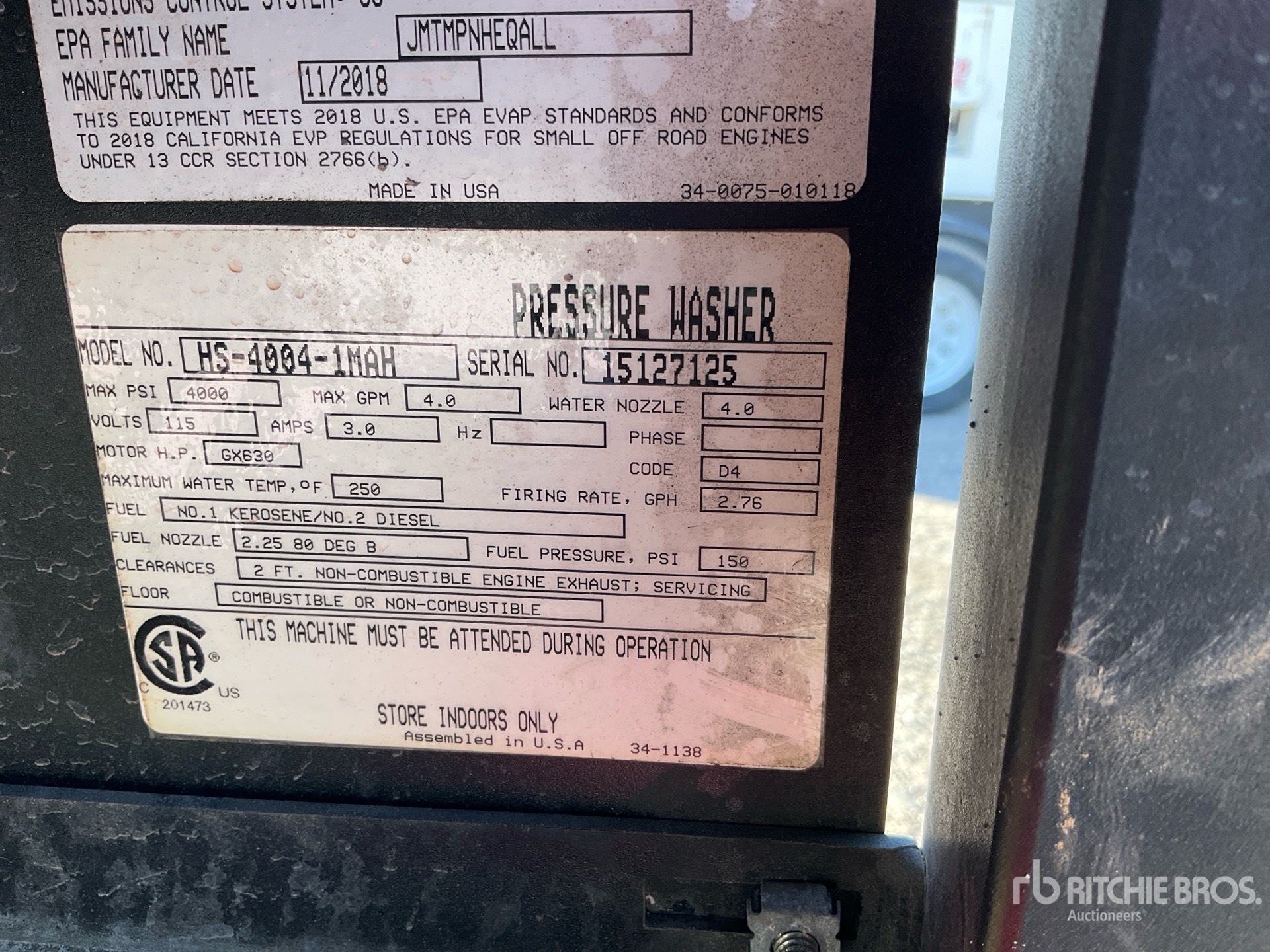 General Appearance with Serial Number / VIN
